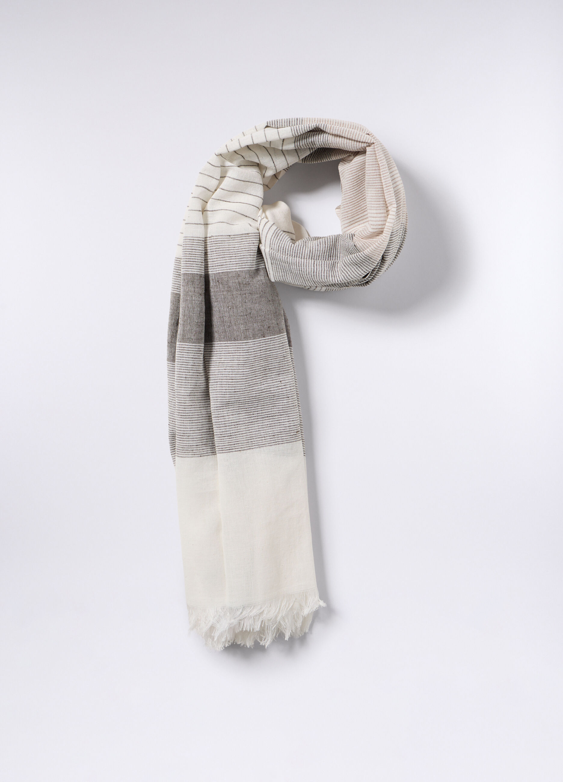 Sciarpa a righe in cotone e lino uomo_0