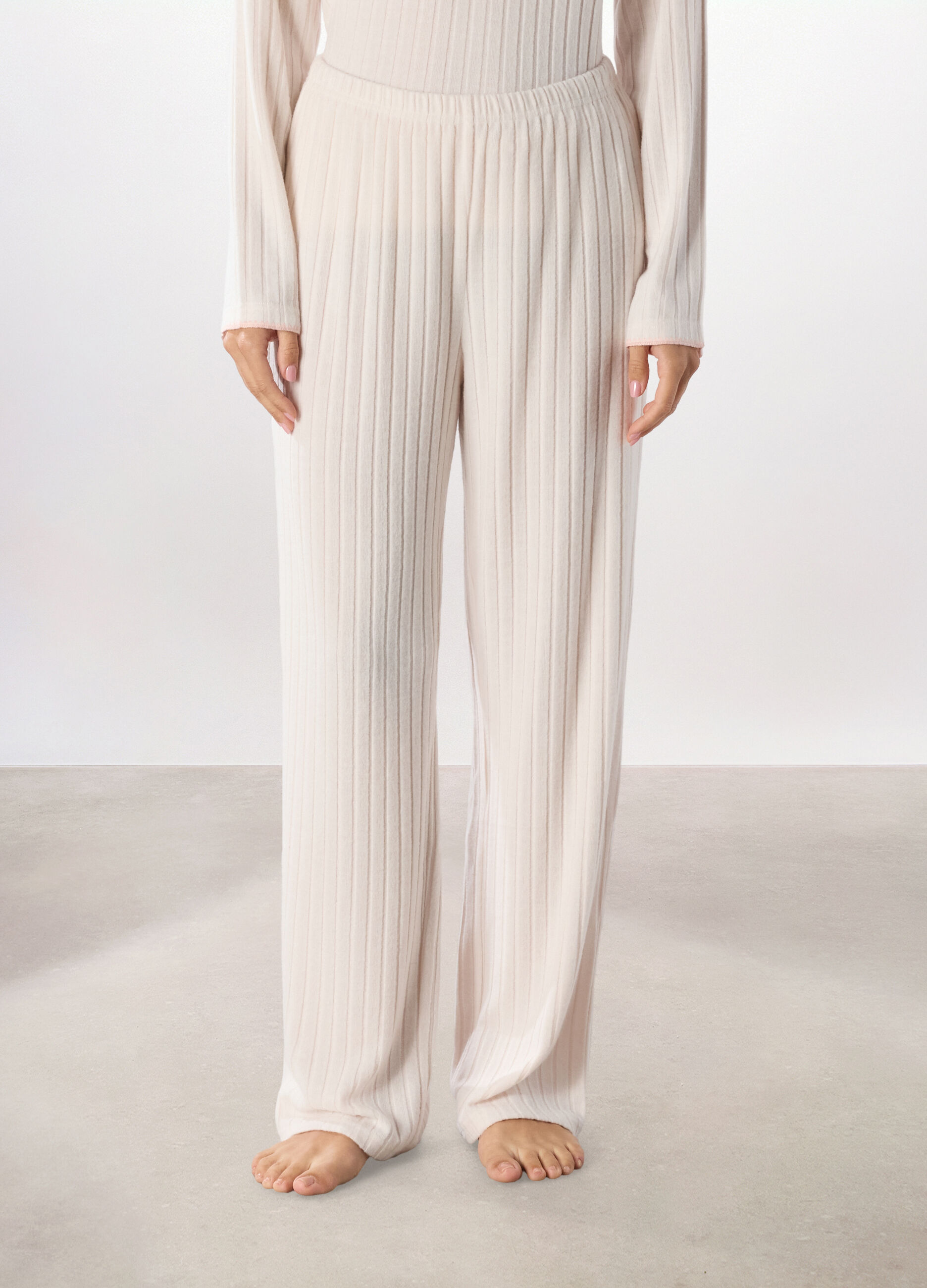 Pantalone pigiama lungo a coste donna_1