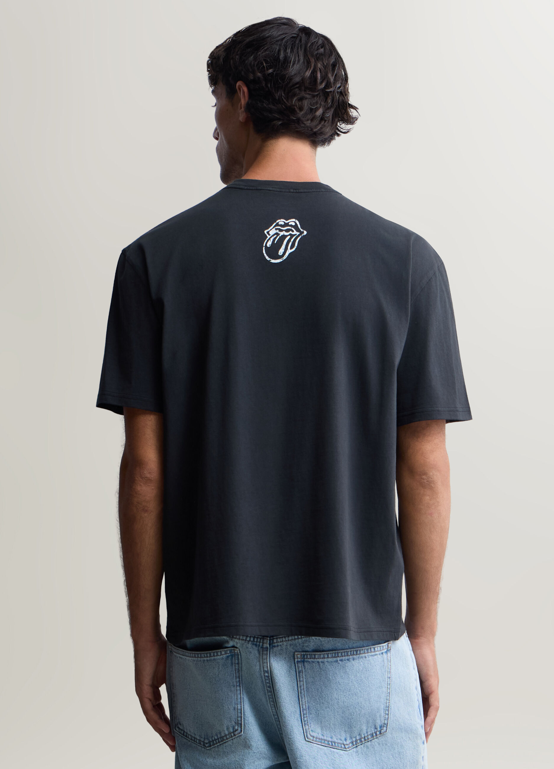 T-shirt girocollo in cotone con stampa Rolling Stones uomo