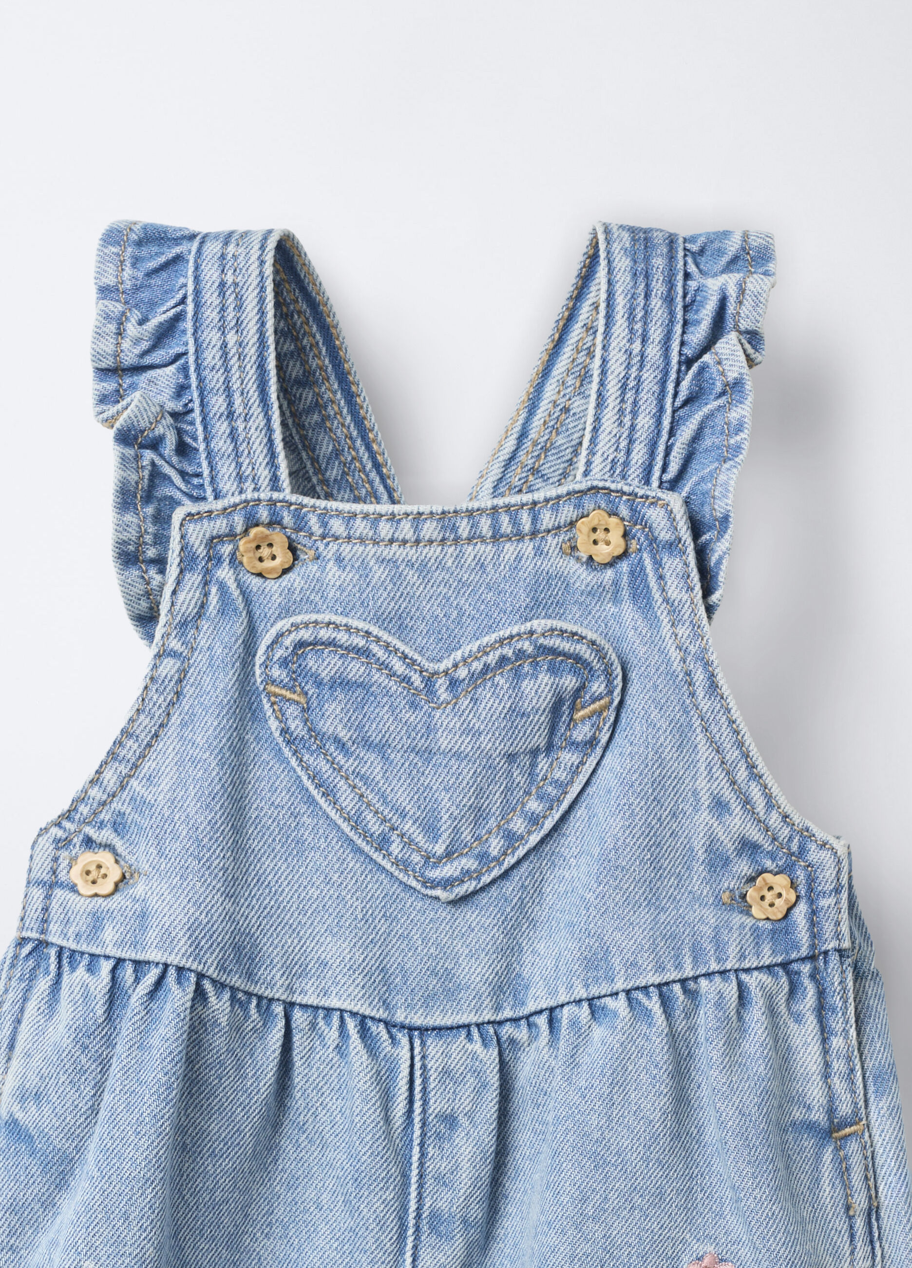 Salopette in denim di puro cotone Fit Regular neonata_2