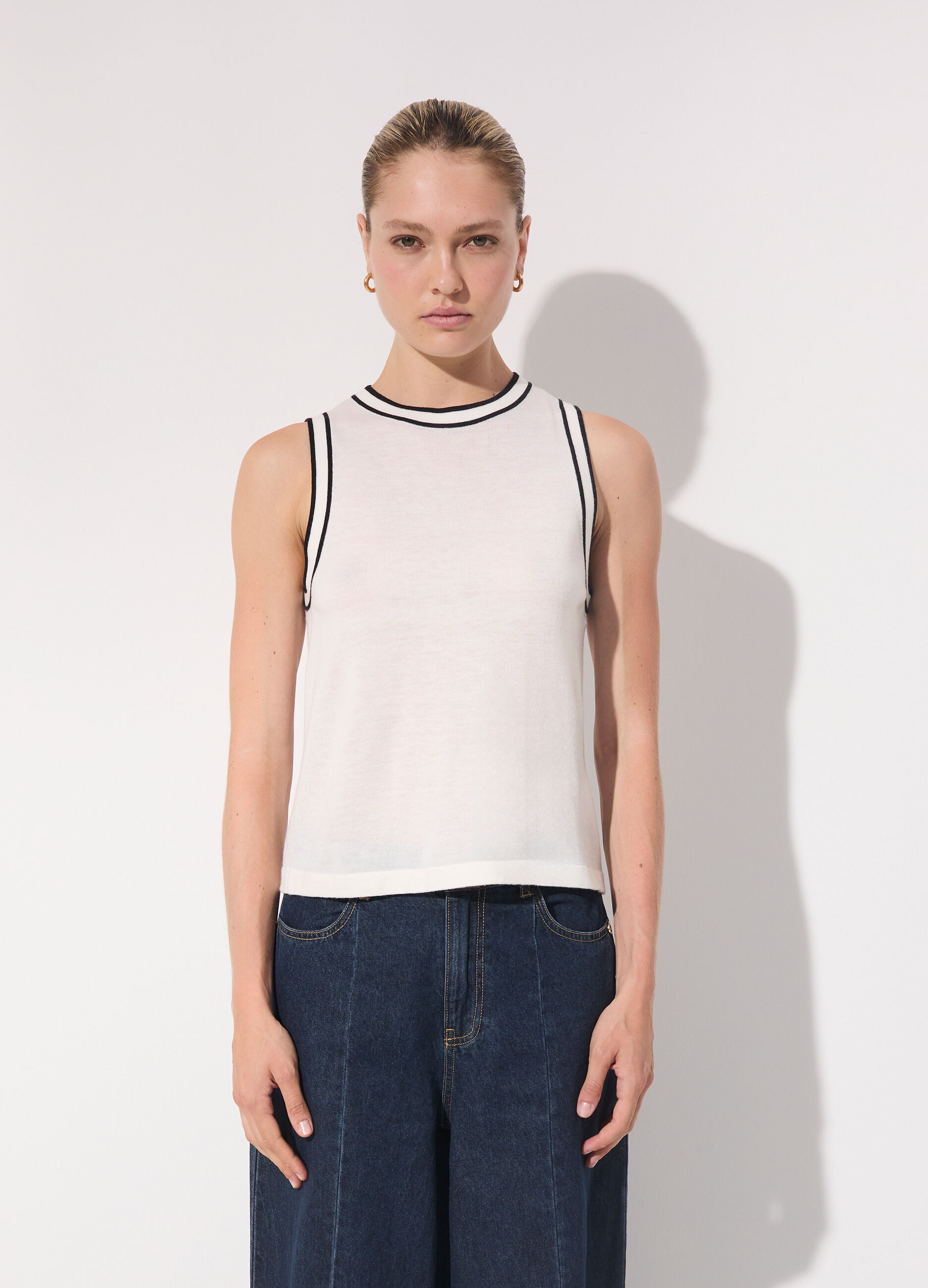 Canotta in tricot misto lana donna_1