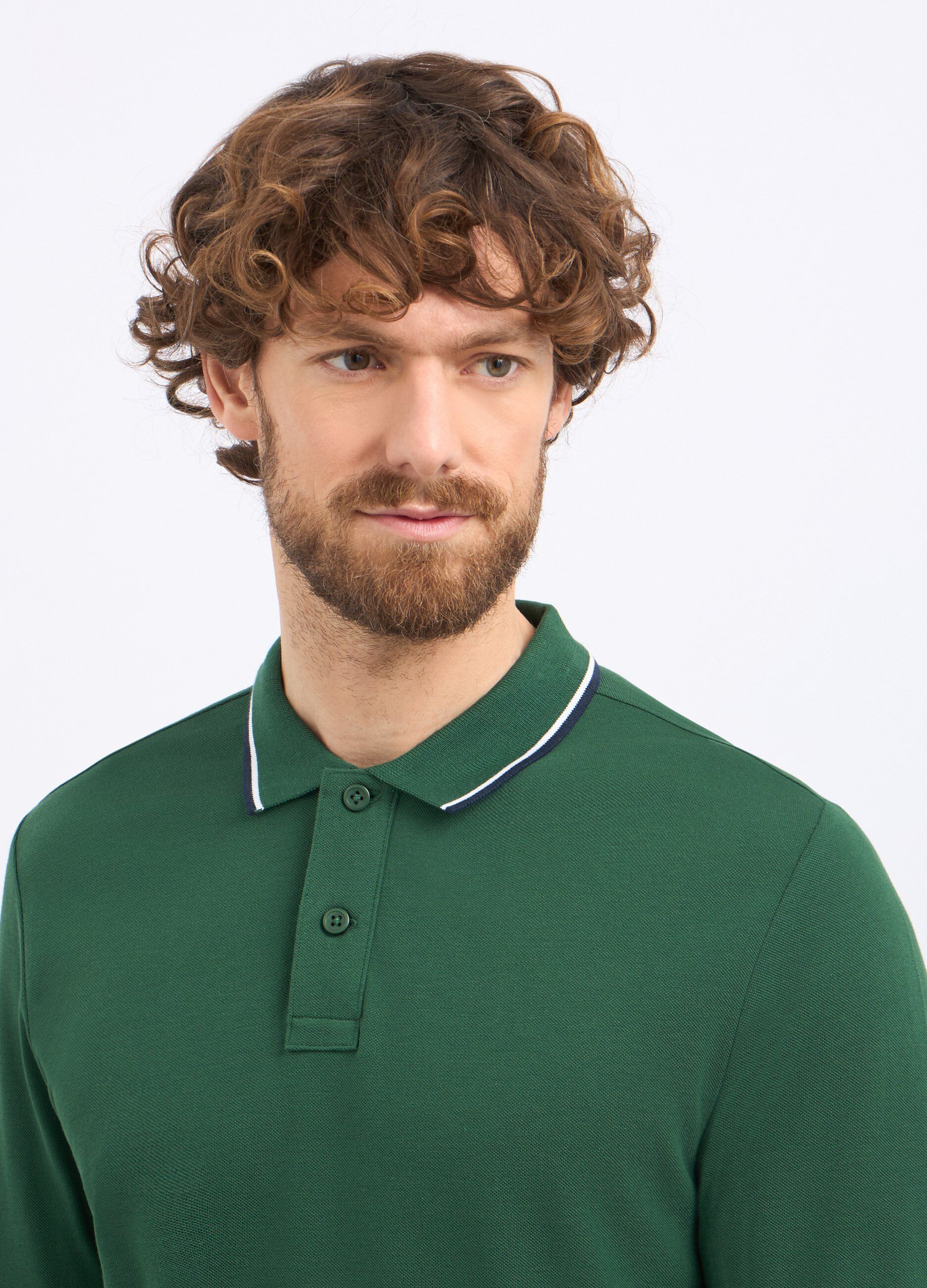 Polo in puro cotone piquet a maniche lunghe uomo_2