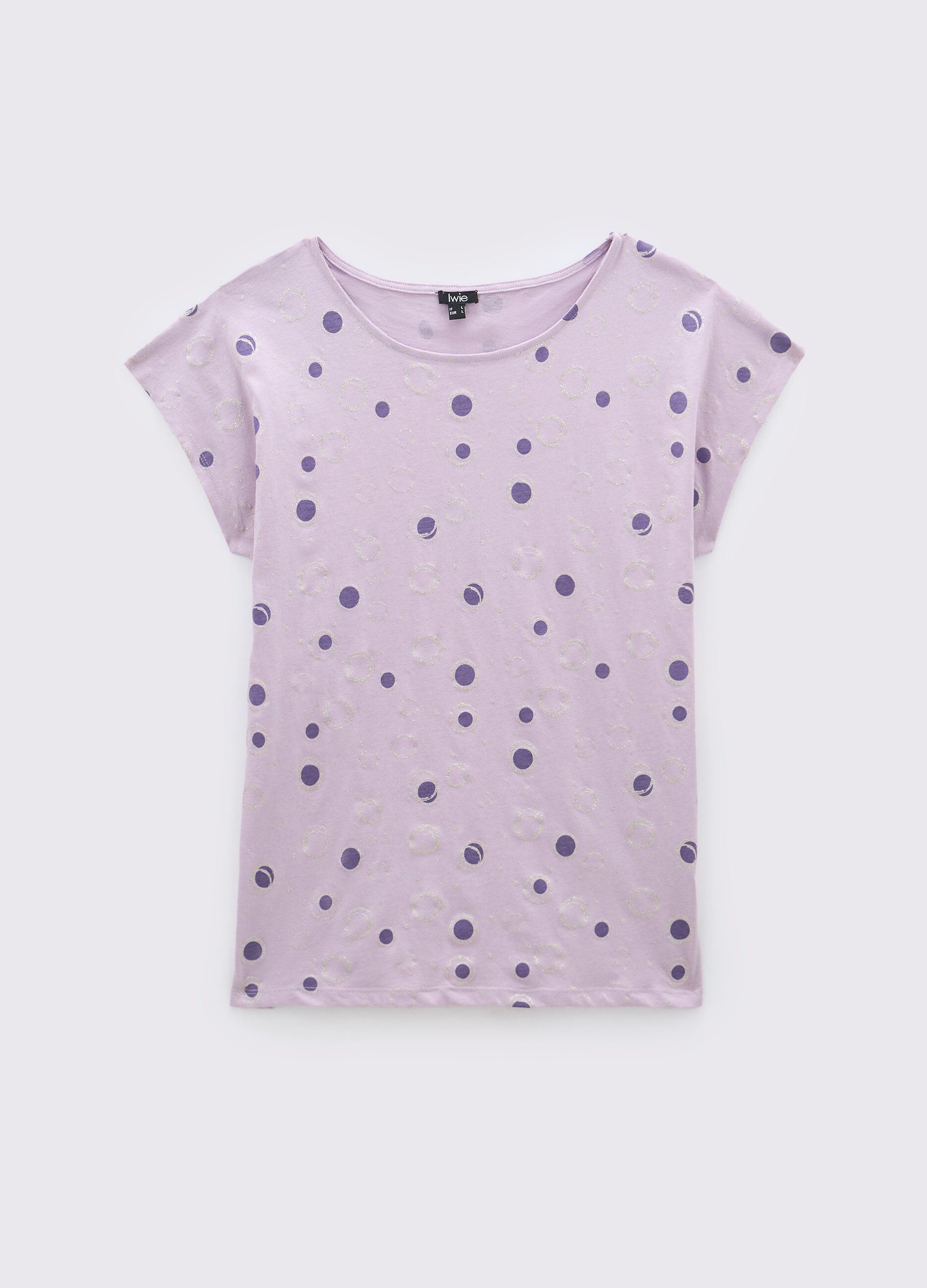 T-shirt in puro cotone con stampa glitter donna_0