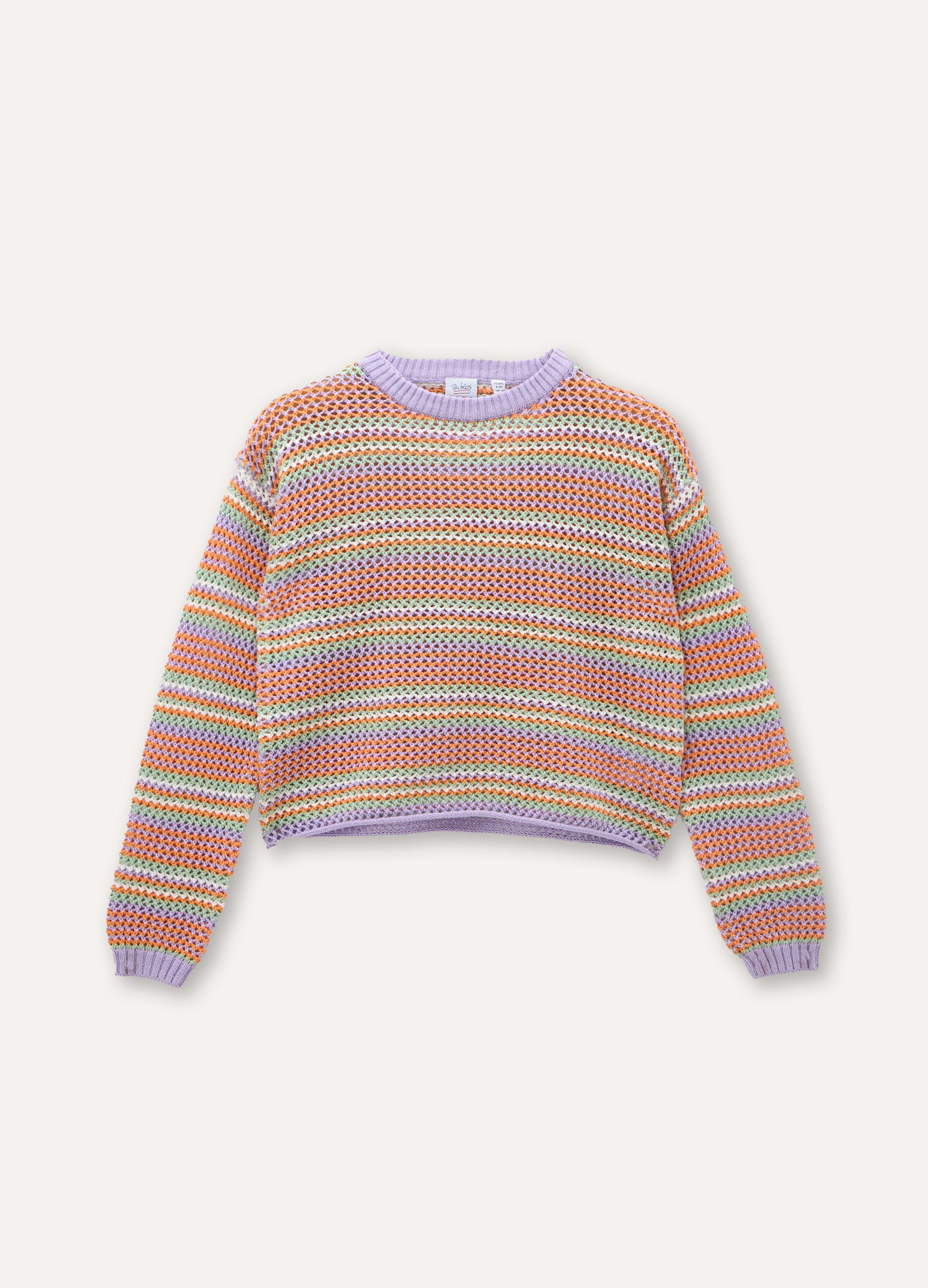 Tricot rigato multicolor in puro cotone ragazza_0