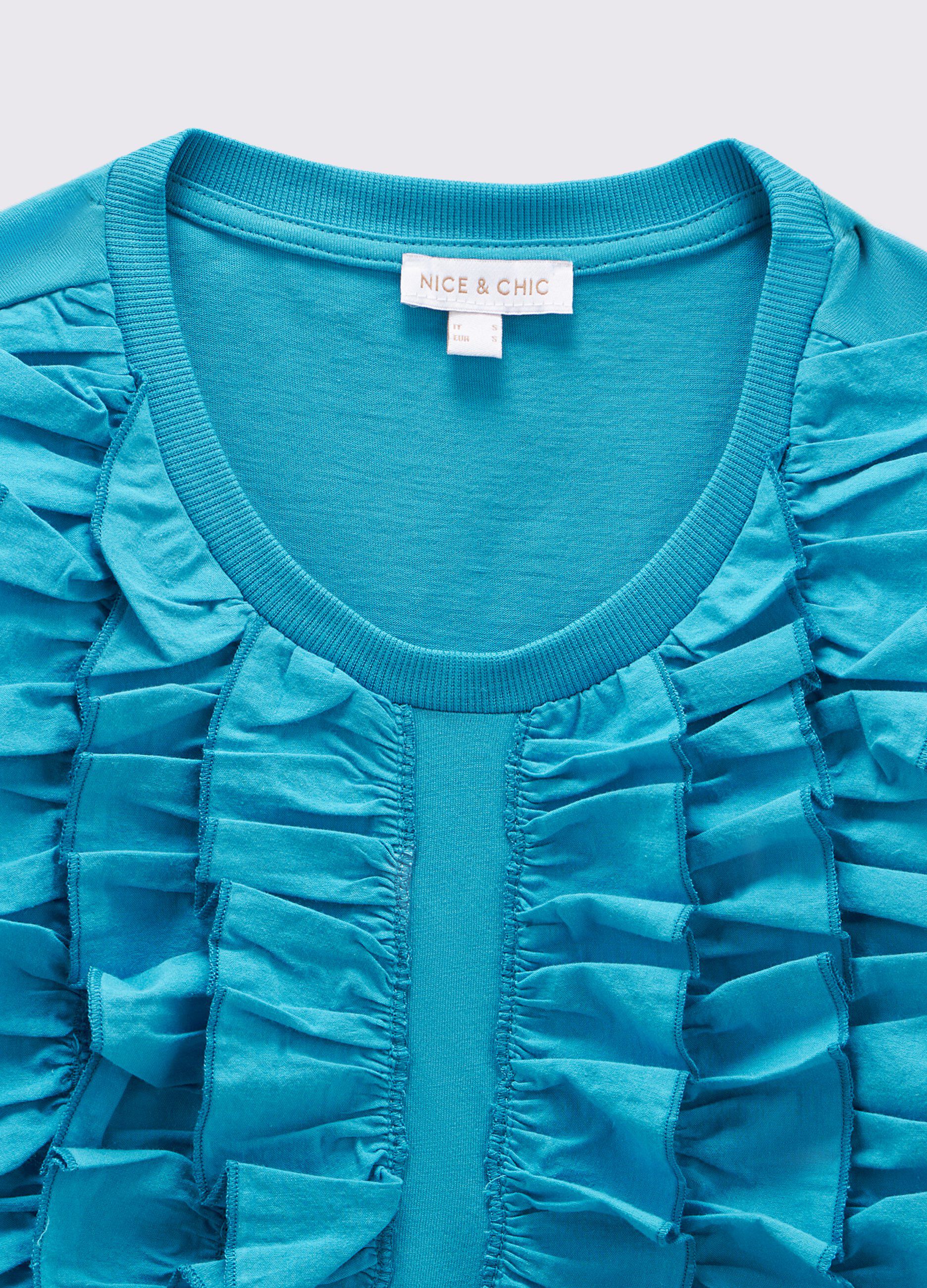 T-shirt in puro cotone con rouches donna_1