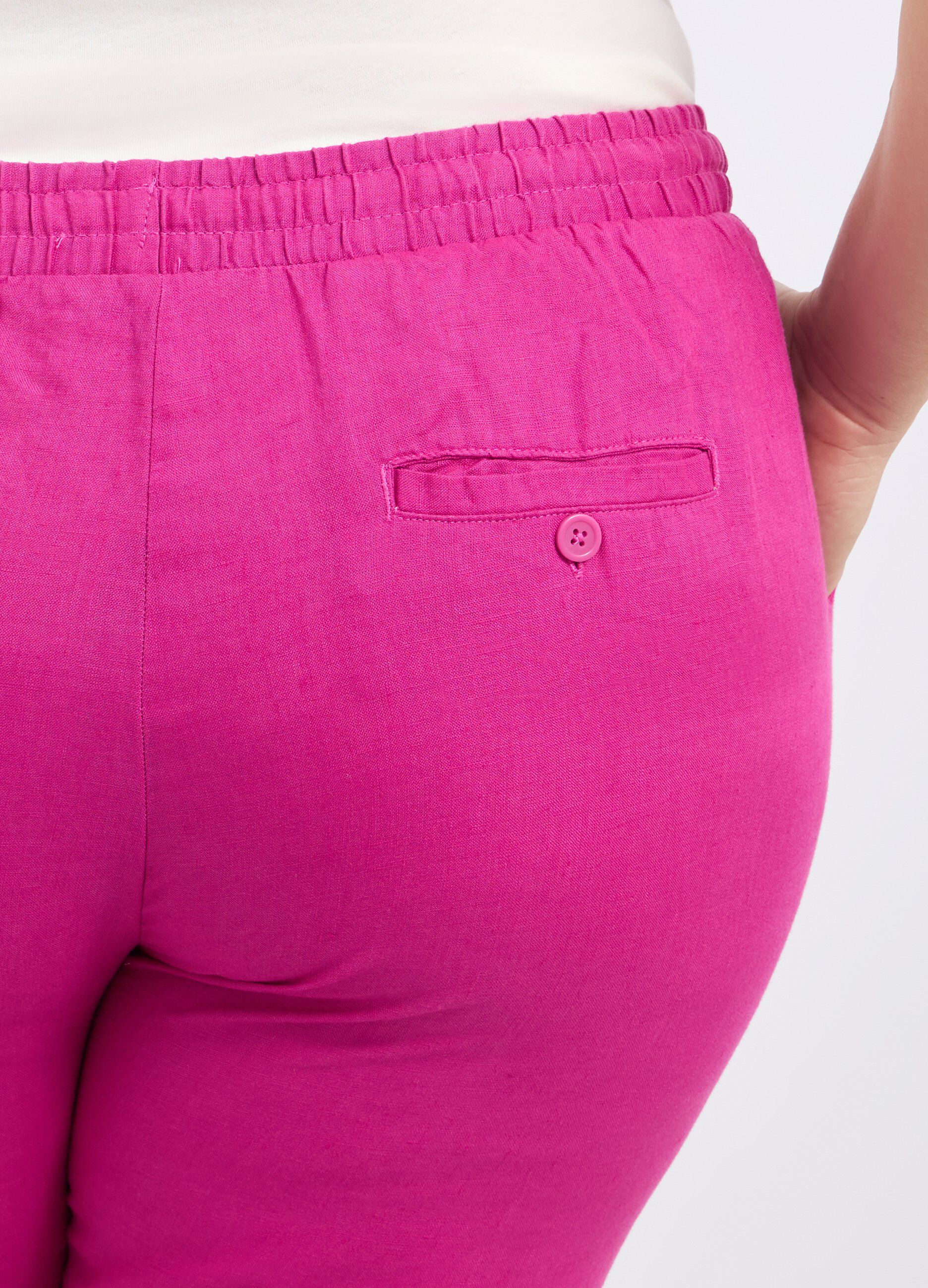 Pantaloni capri in puro lino donna curvy_2