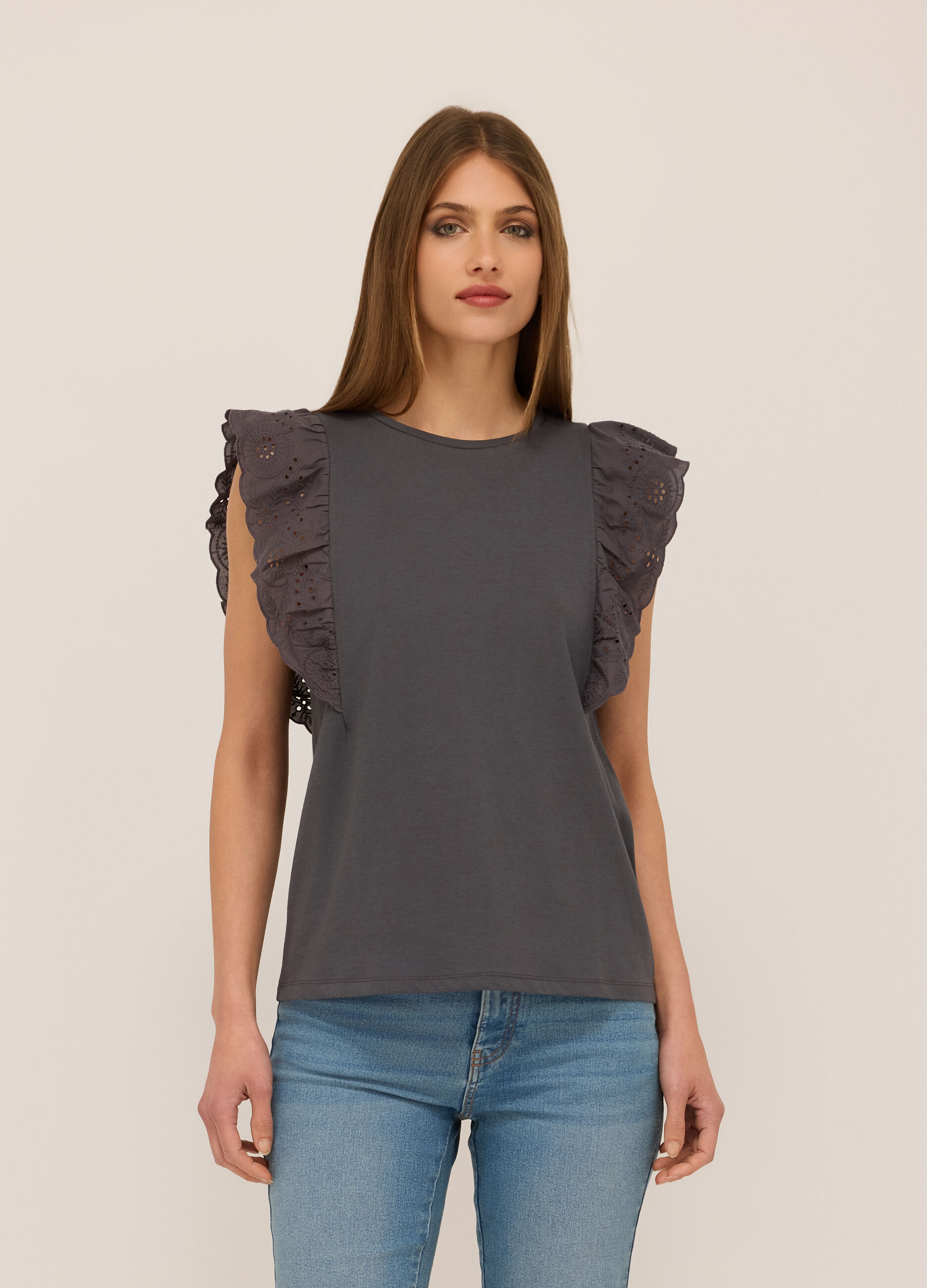 T-shirt in jersey di cotone stretch donna_0