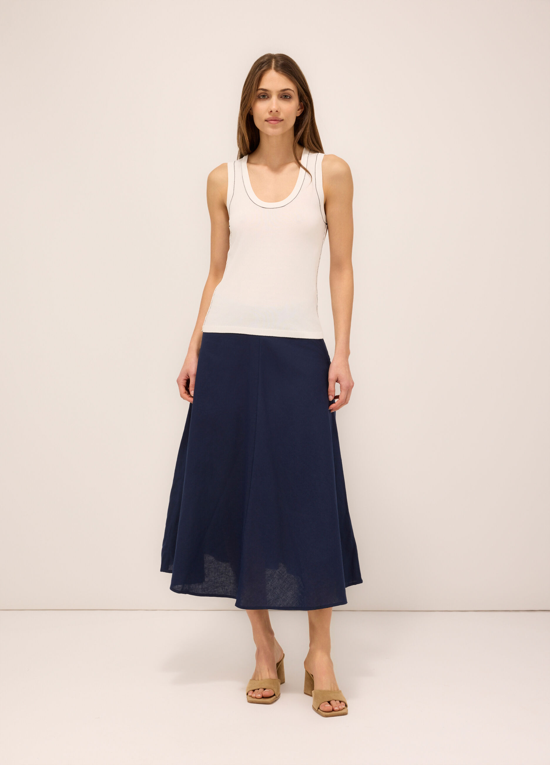 Gonna lunga misto lino donna