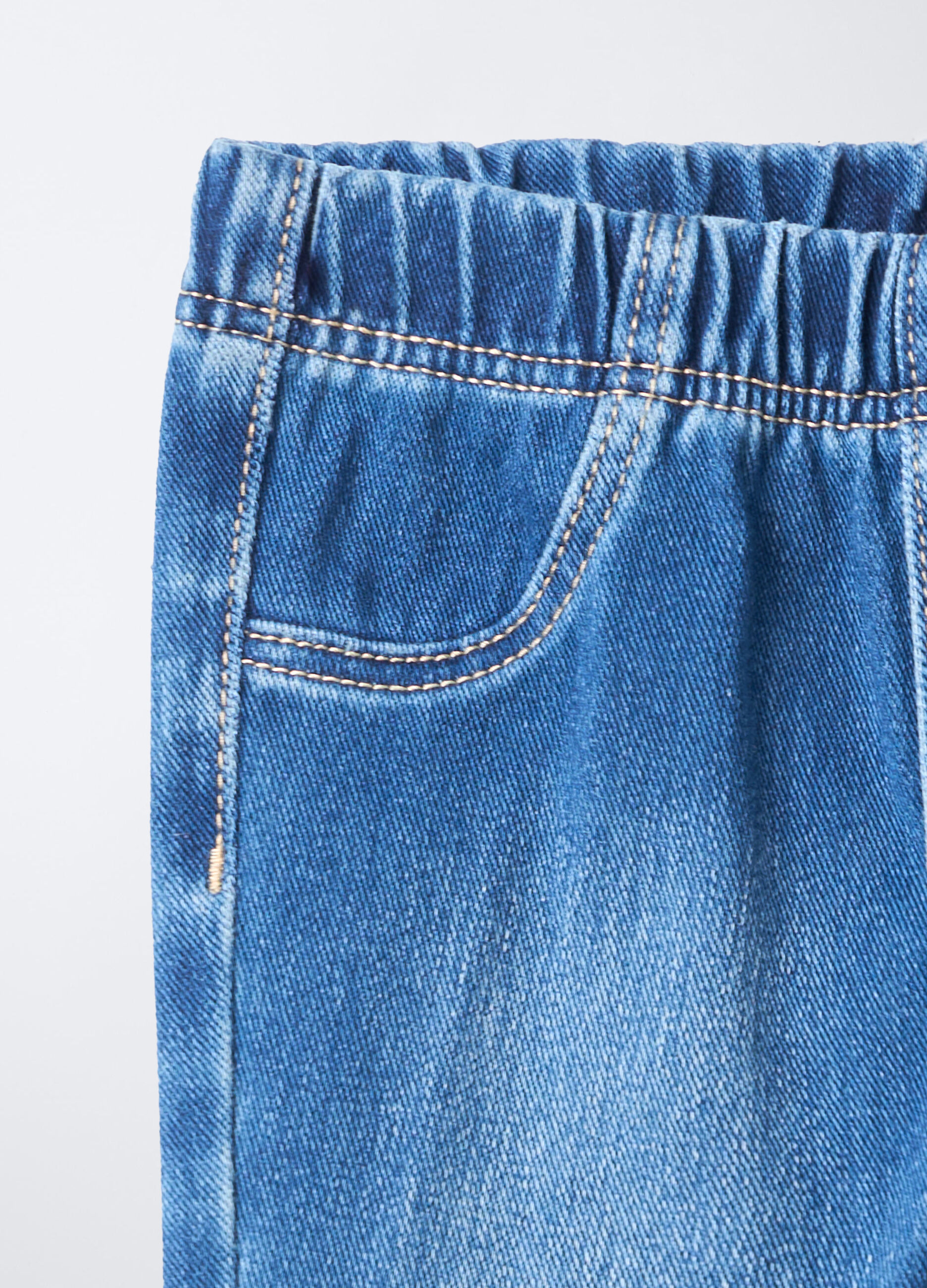 Jeggings in misto cotone garzato denim stretch bimba_2