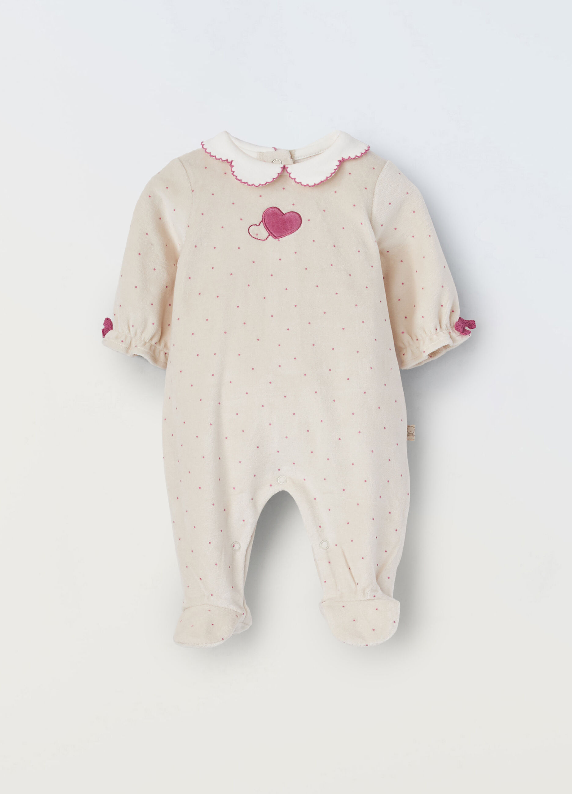 Tutina lunga in velour di misto cotone neonata_0