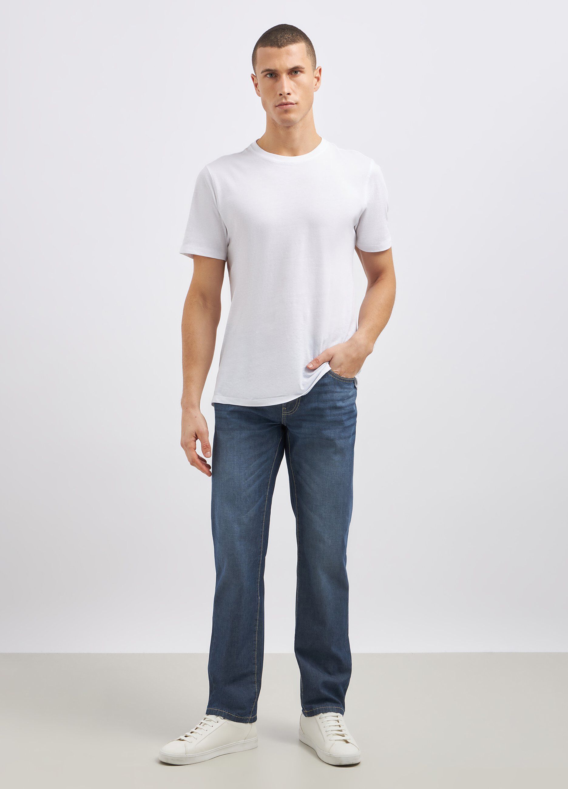 Jeans regular fit in puro cotone uomo_0