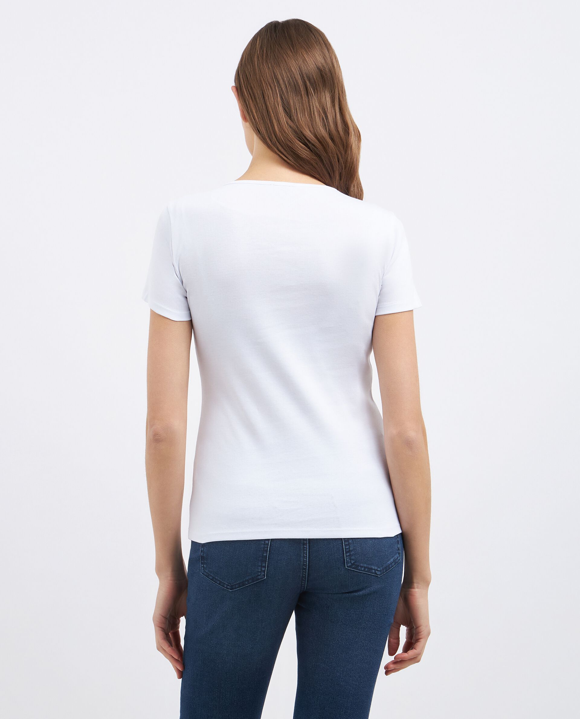 T-shirt con scollo a V e bottoni donna_1