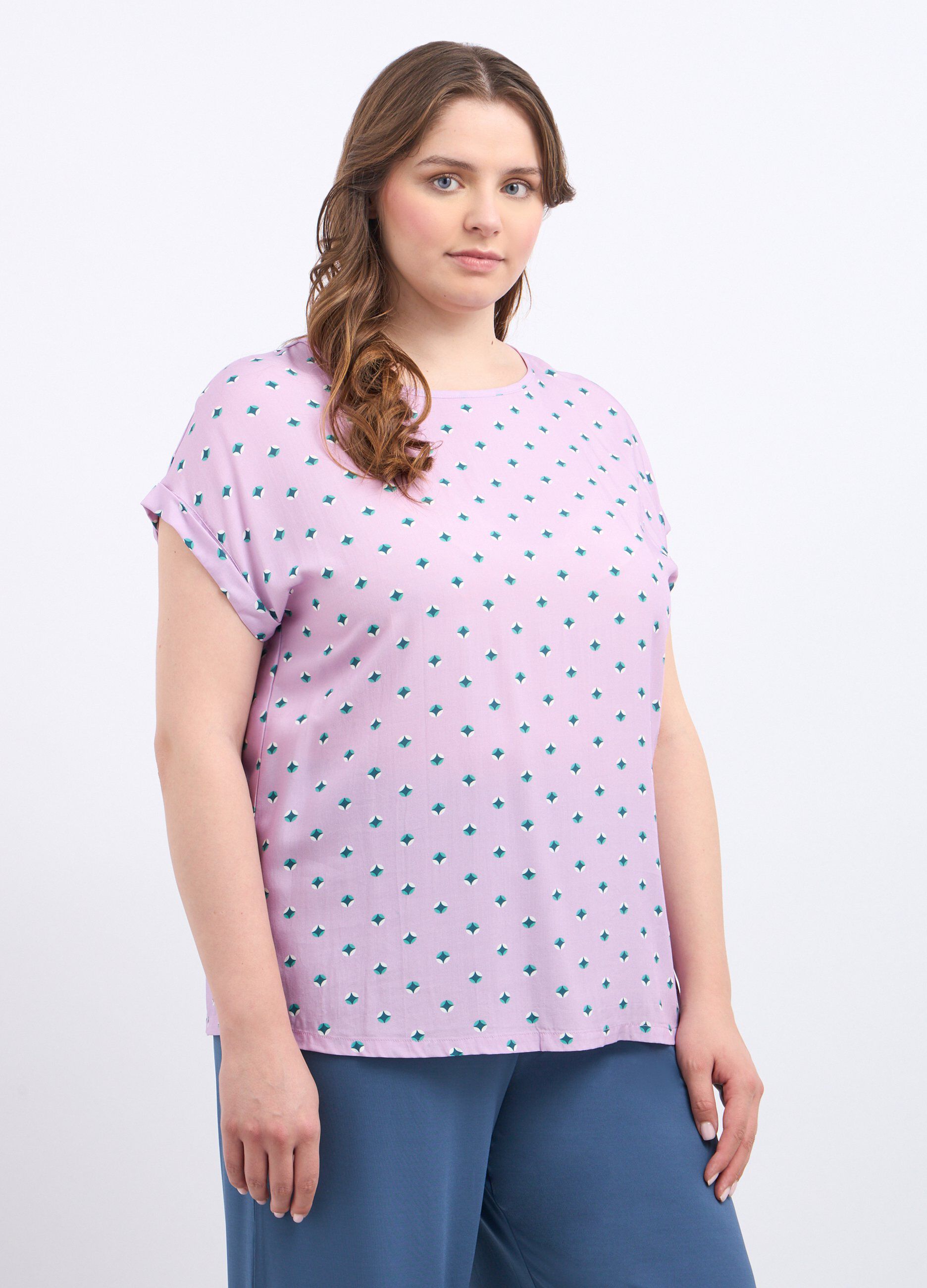 Blusa in pura viscosa a scollo rotondo donna curvy_0