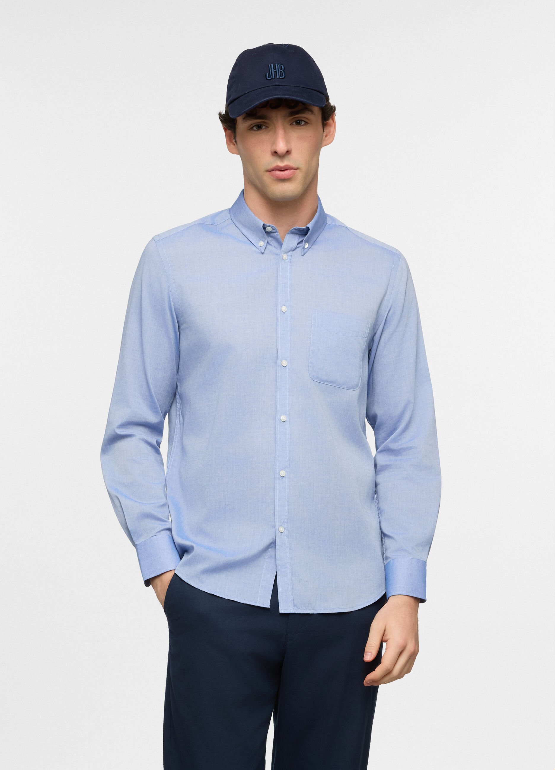 Camicia regular fit con colletto button down uomo_0