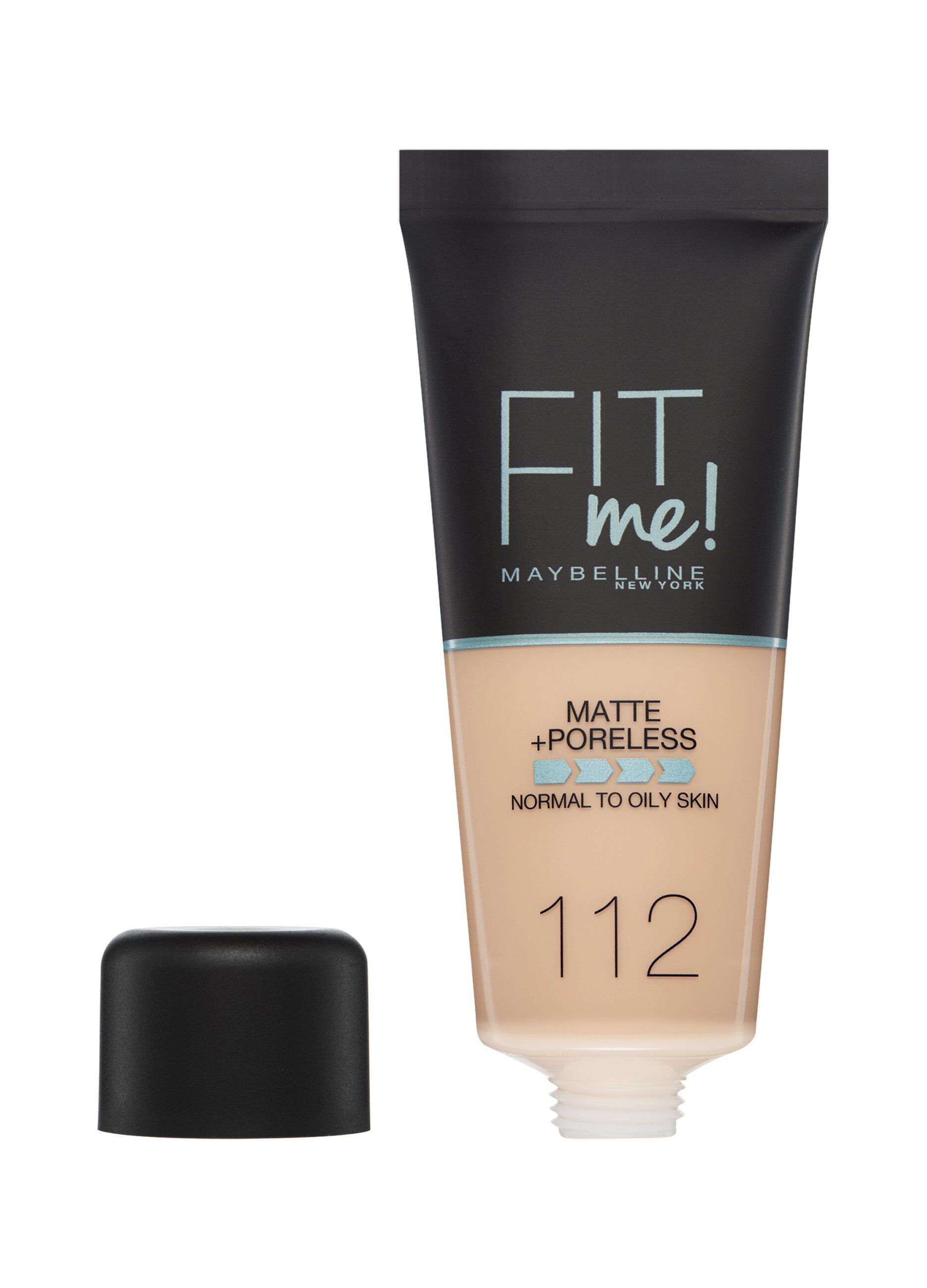 Maybelline New York Fondotinta Fit Me Matte&Poreless, Finish Opacizzante e Fissante, Tonalità: 112 Soft Beige.