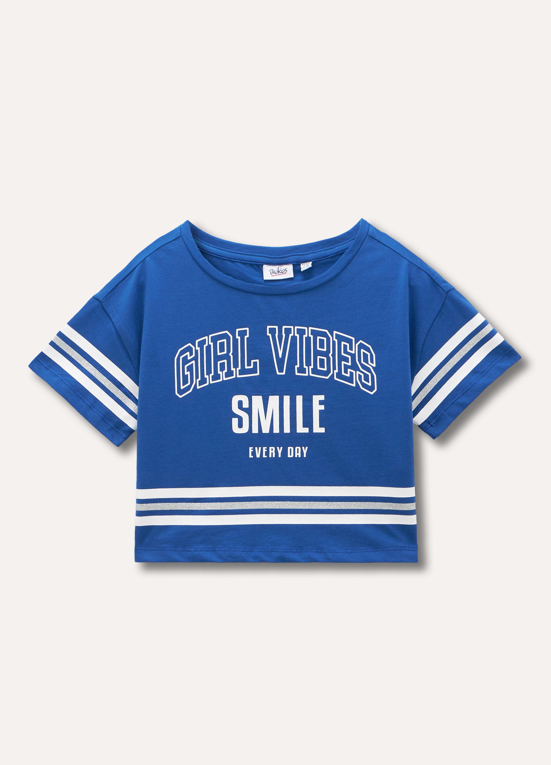 T-shirt in cotone stretch con stampa ragazza_0