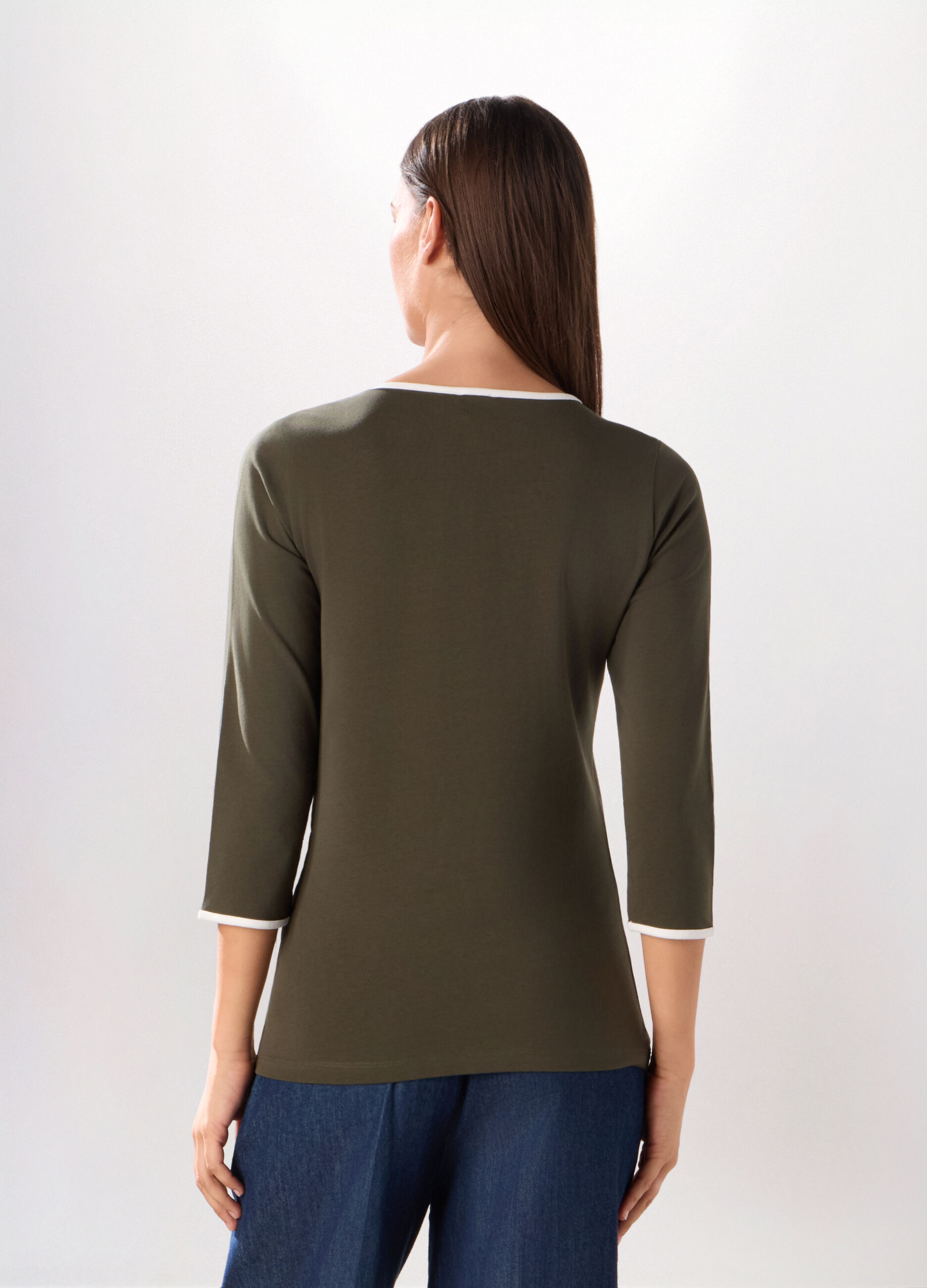 T-shirt in jersey di cotone stretch donna_1