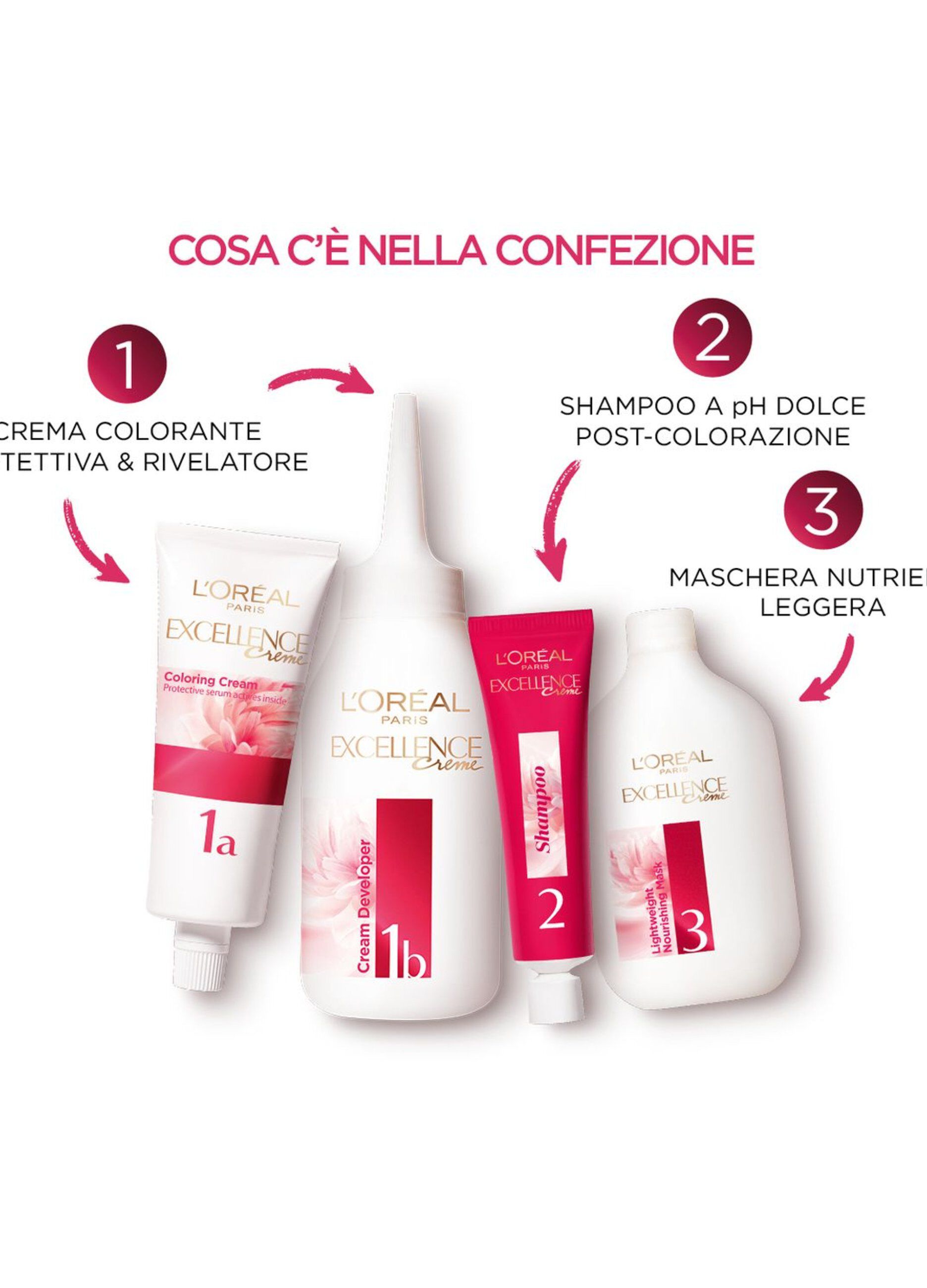 L'Oréal Paris Tinta Capelli Excellence, Copre i capelli bianchi, colore ricco, luminoso e a lunga durata, 6.54 Biondo Scuro Mogano Ramato.
