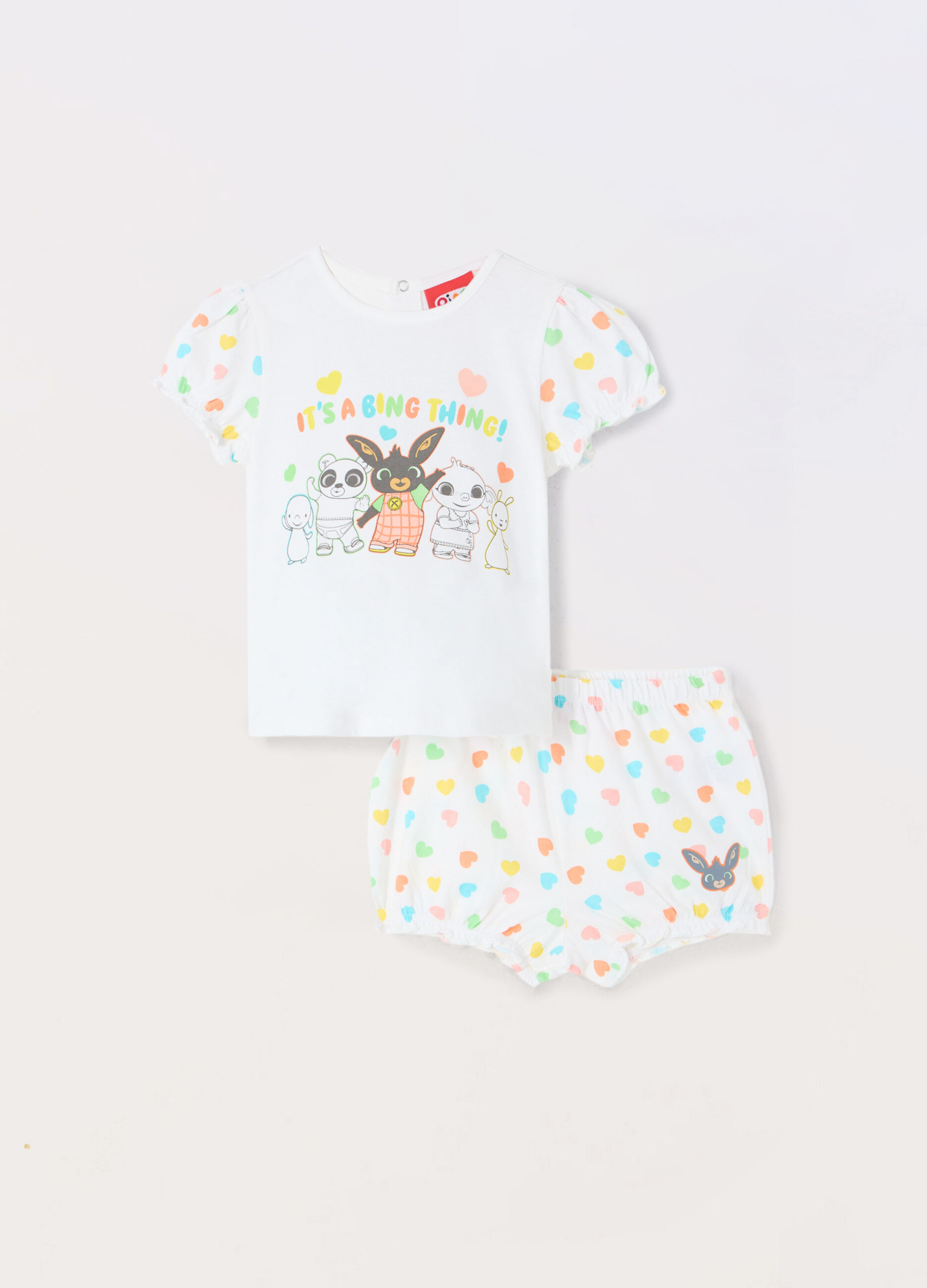 Set pigiama corto in jersey di puro cotone neonata_0
