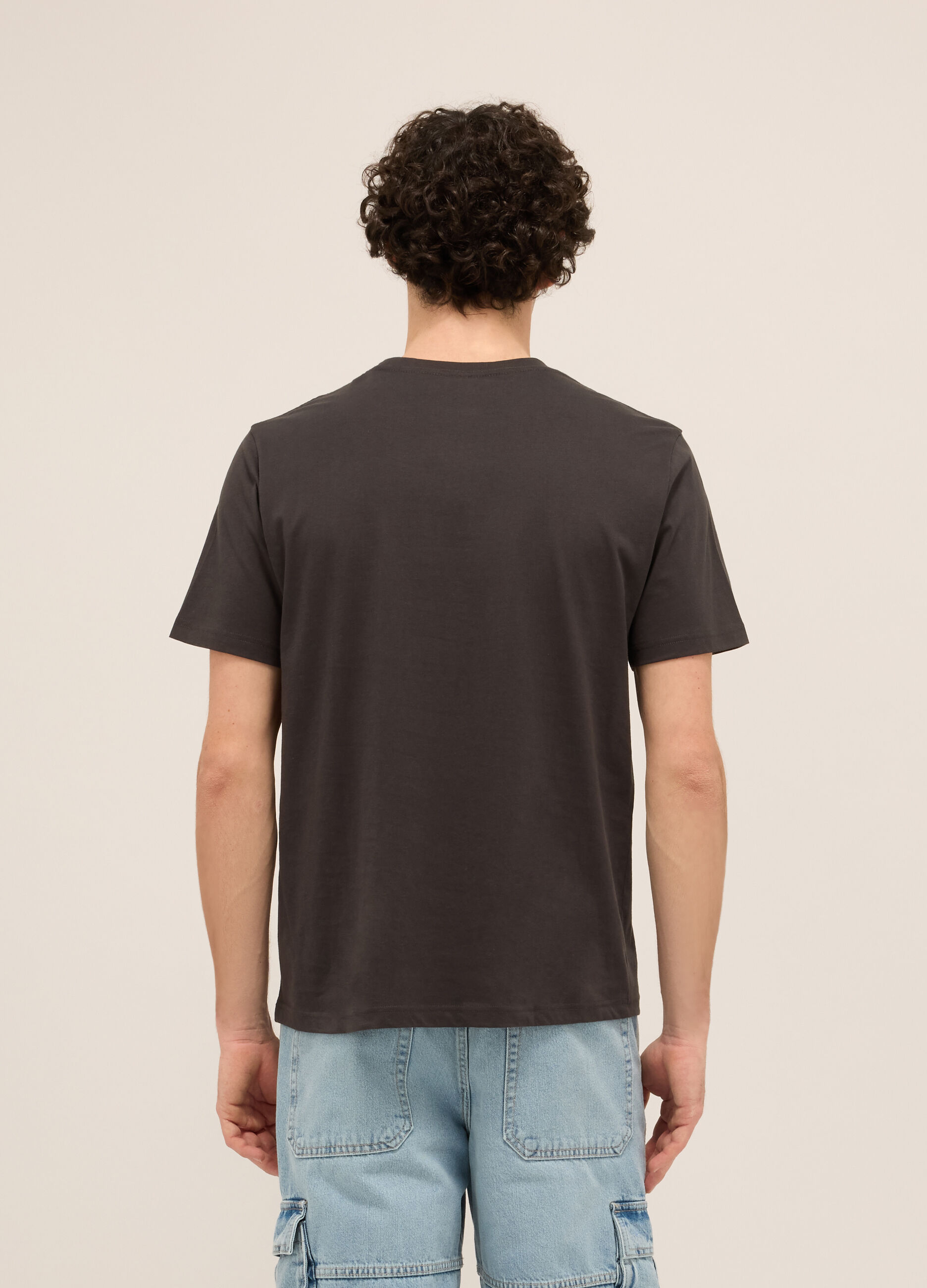 T-shirt girocollo in puro cotone con stampa uomo