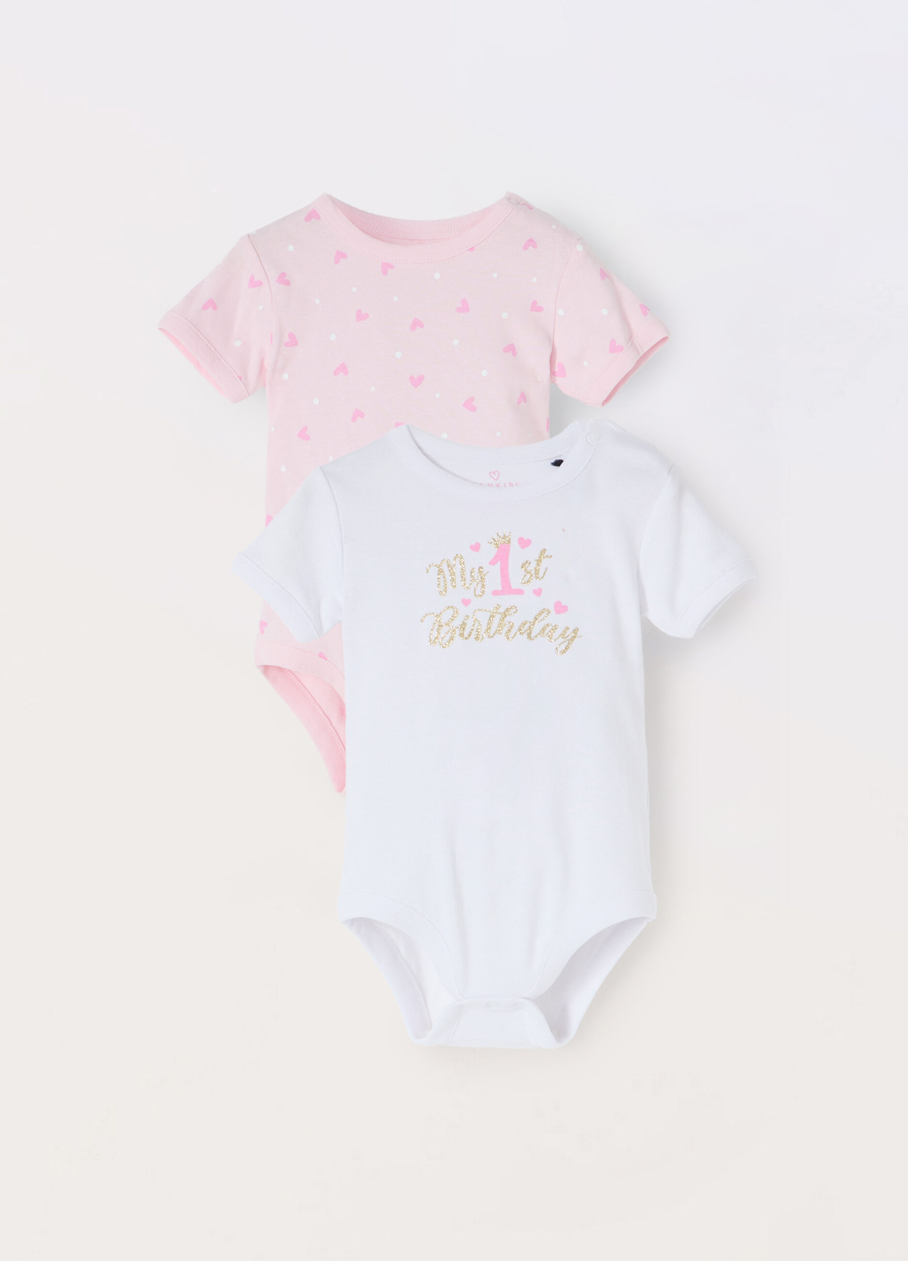 Pack 2 body compleanno in jersey di puro cotone neonata_0