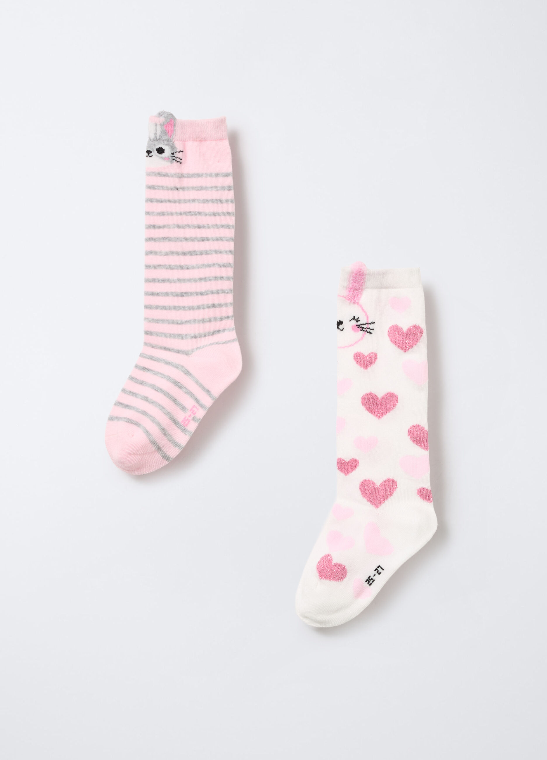 Pack 2 calze lunghe misto cotone stretch bambina_1