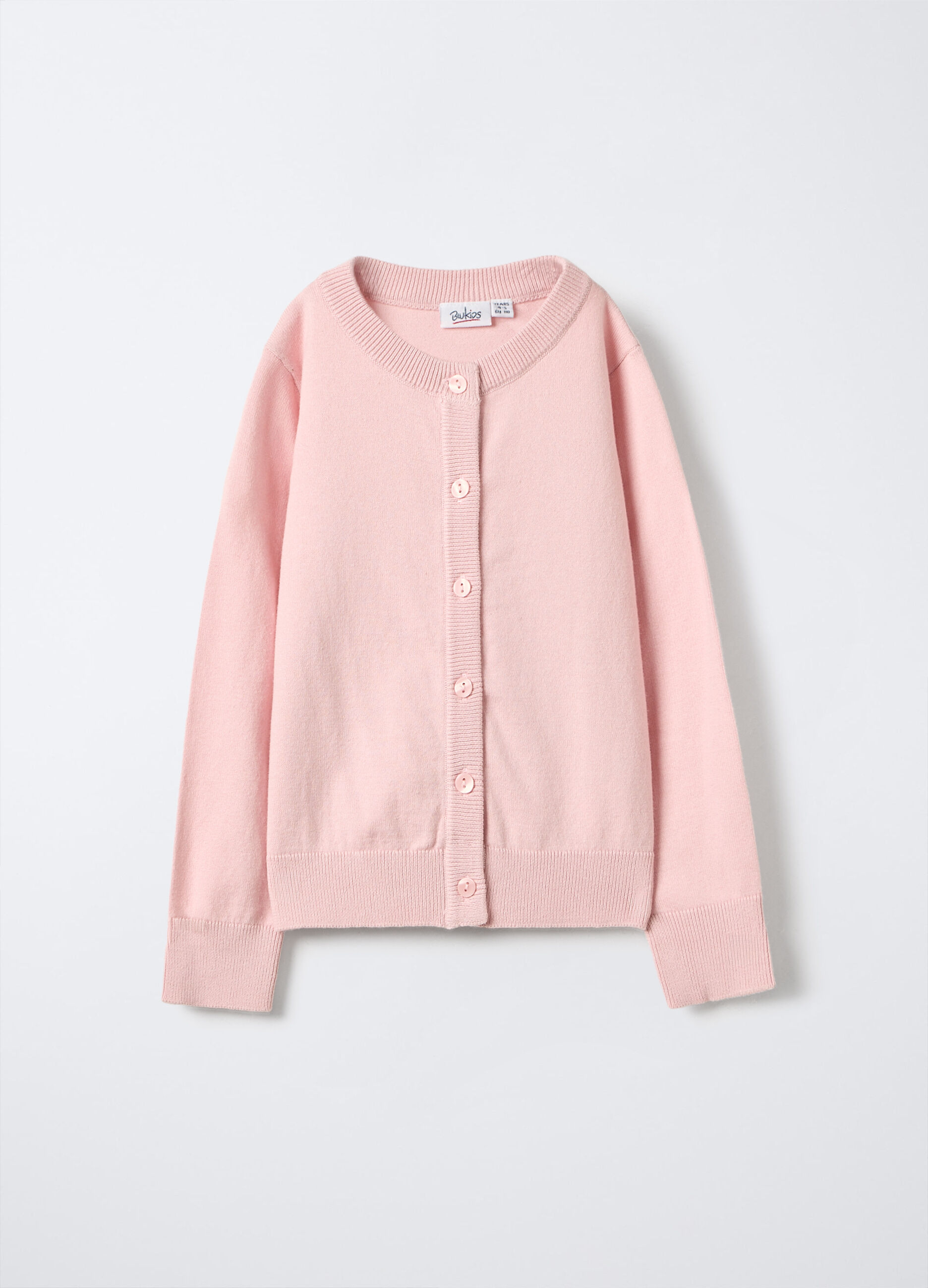 Cardigan girocollo misto cotone _0