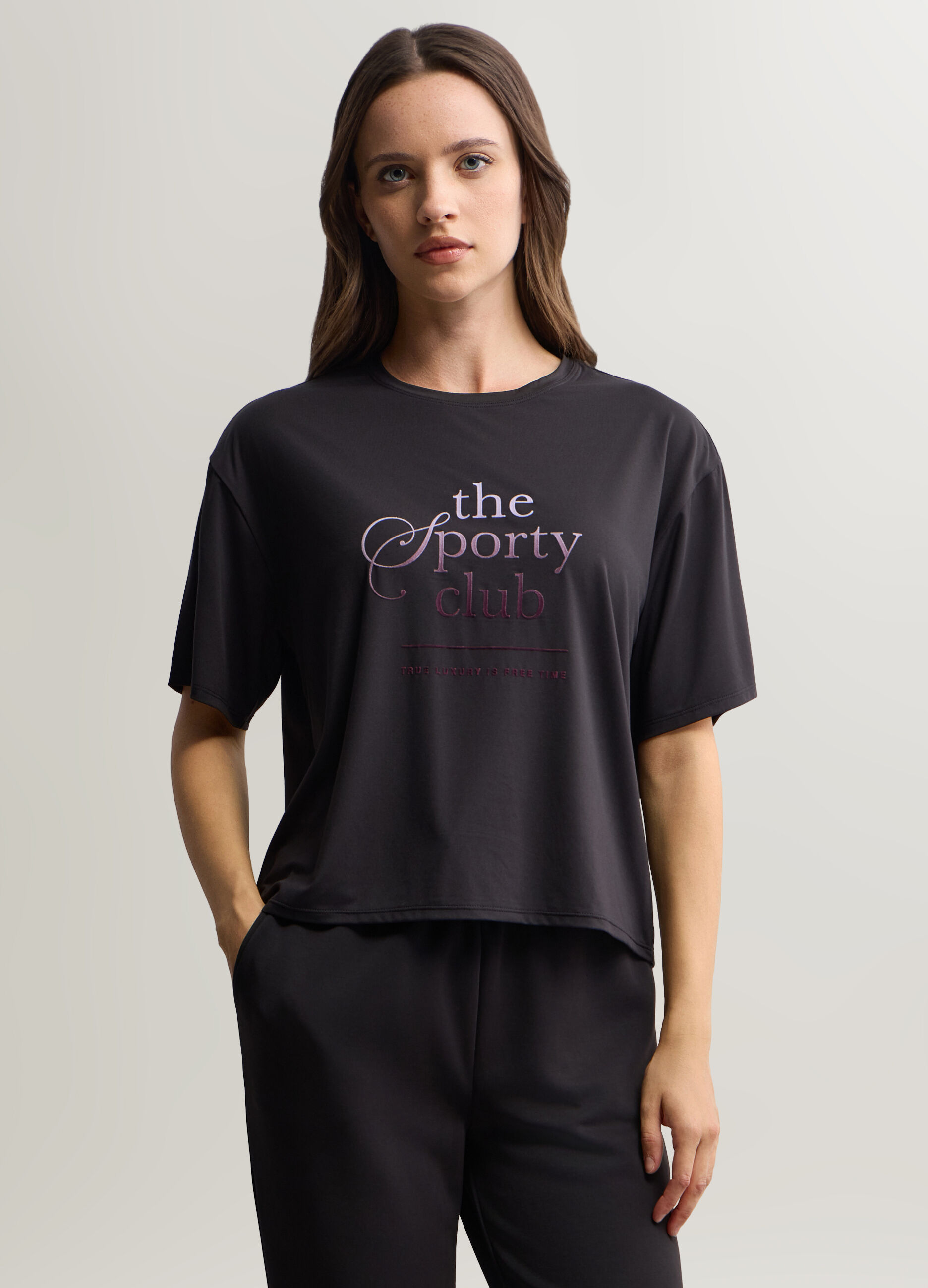 T-shirt girocollo stretch donna_0