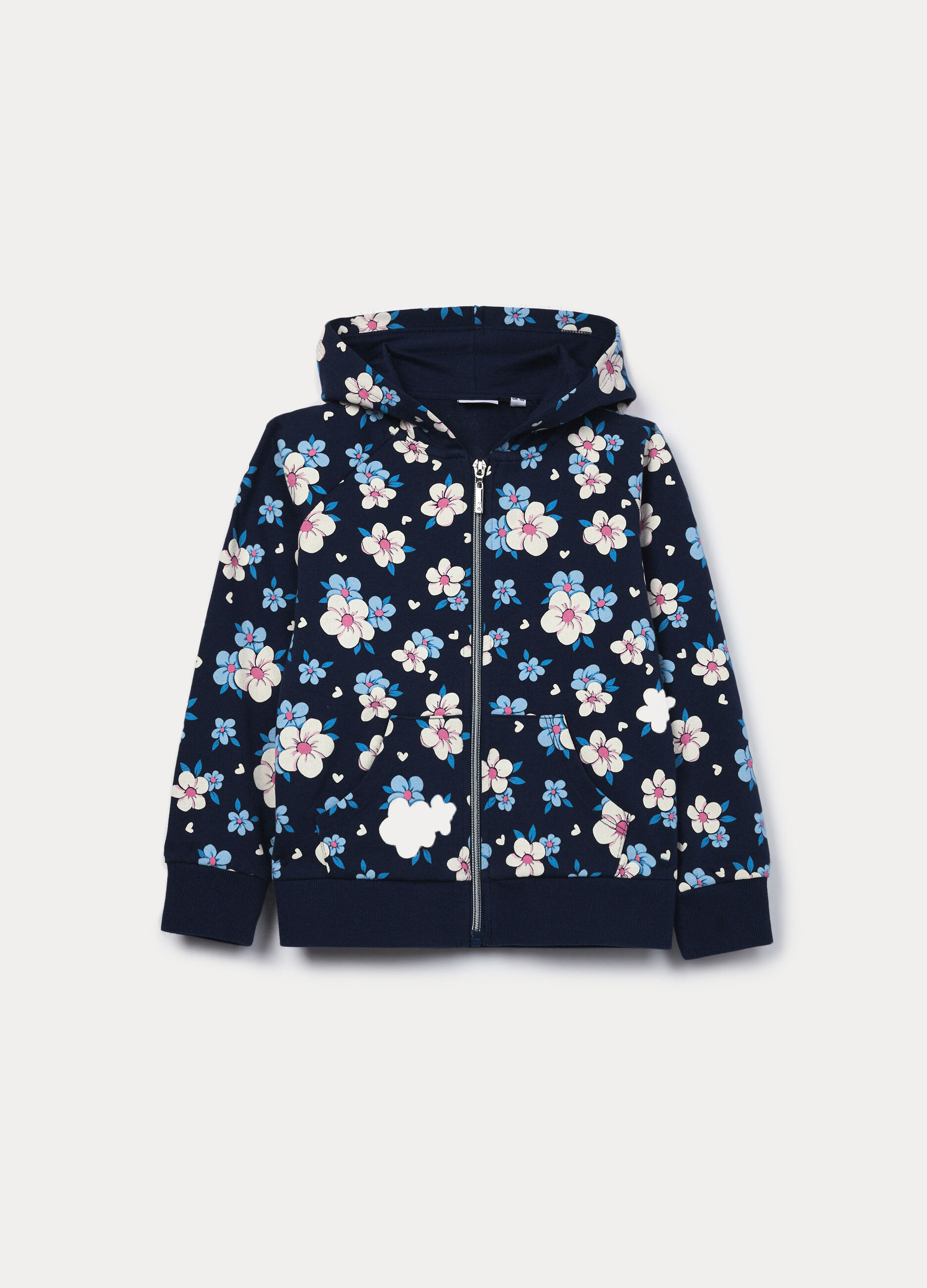 Felpa full zip in french terry di puro cotone bambina_0