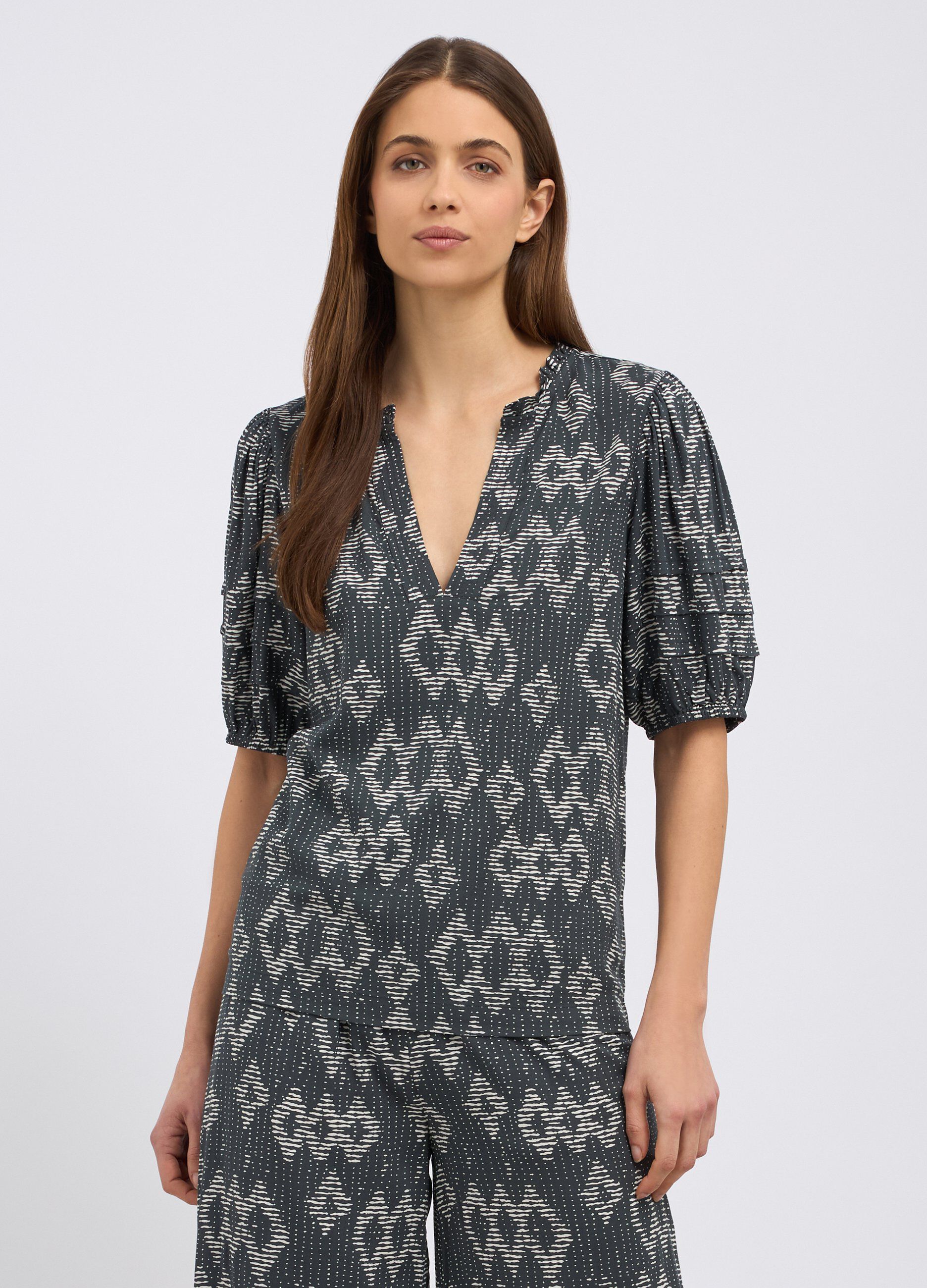 Blusa in pura viscosa con stampa donna_0