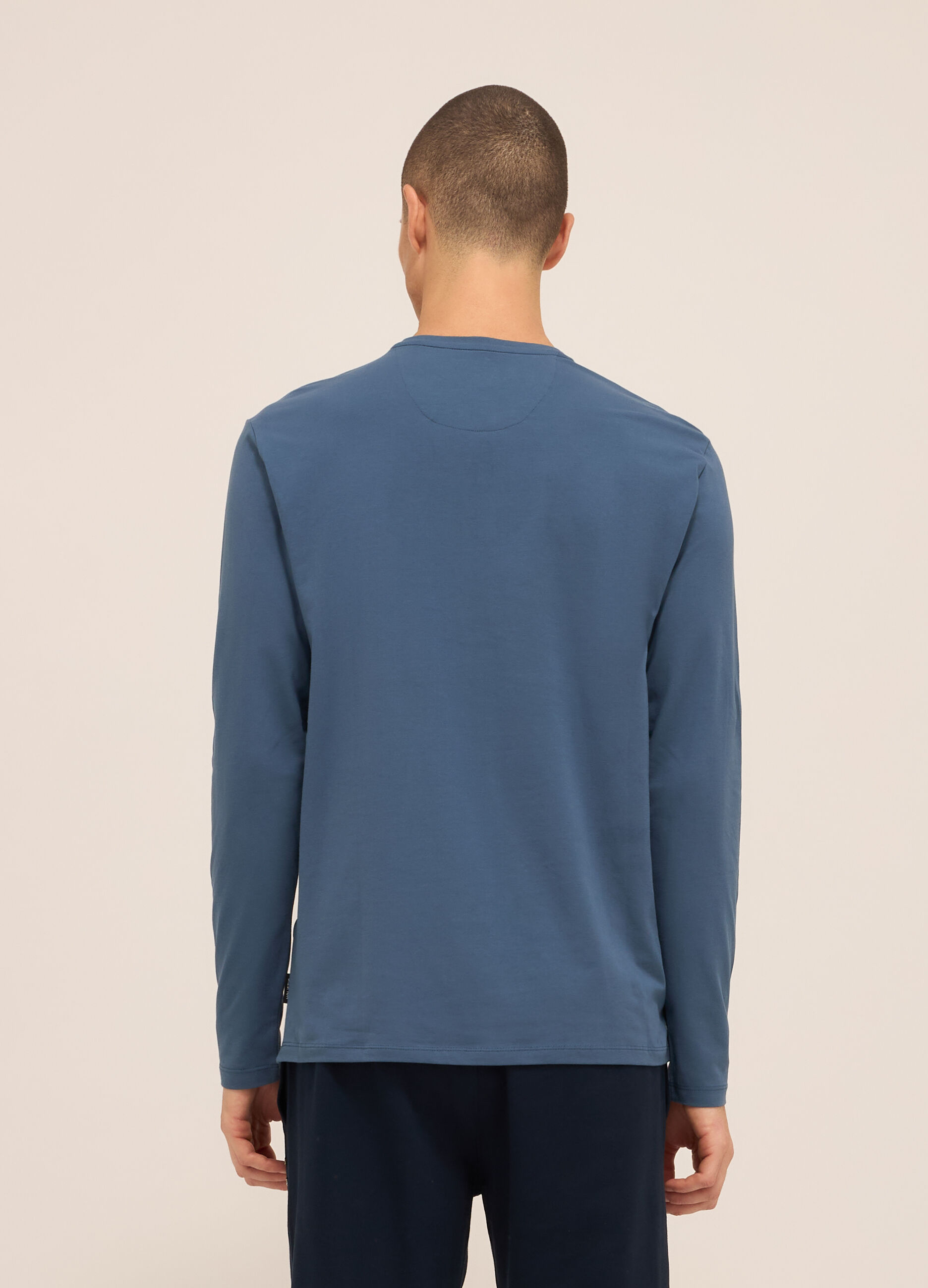 Maglia girocollo a maniche lunghe in cotone stretch uomo_1