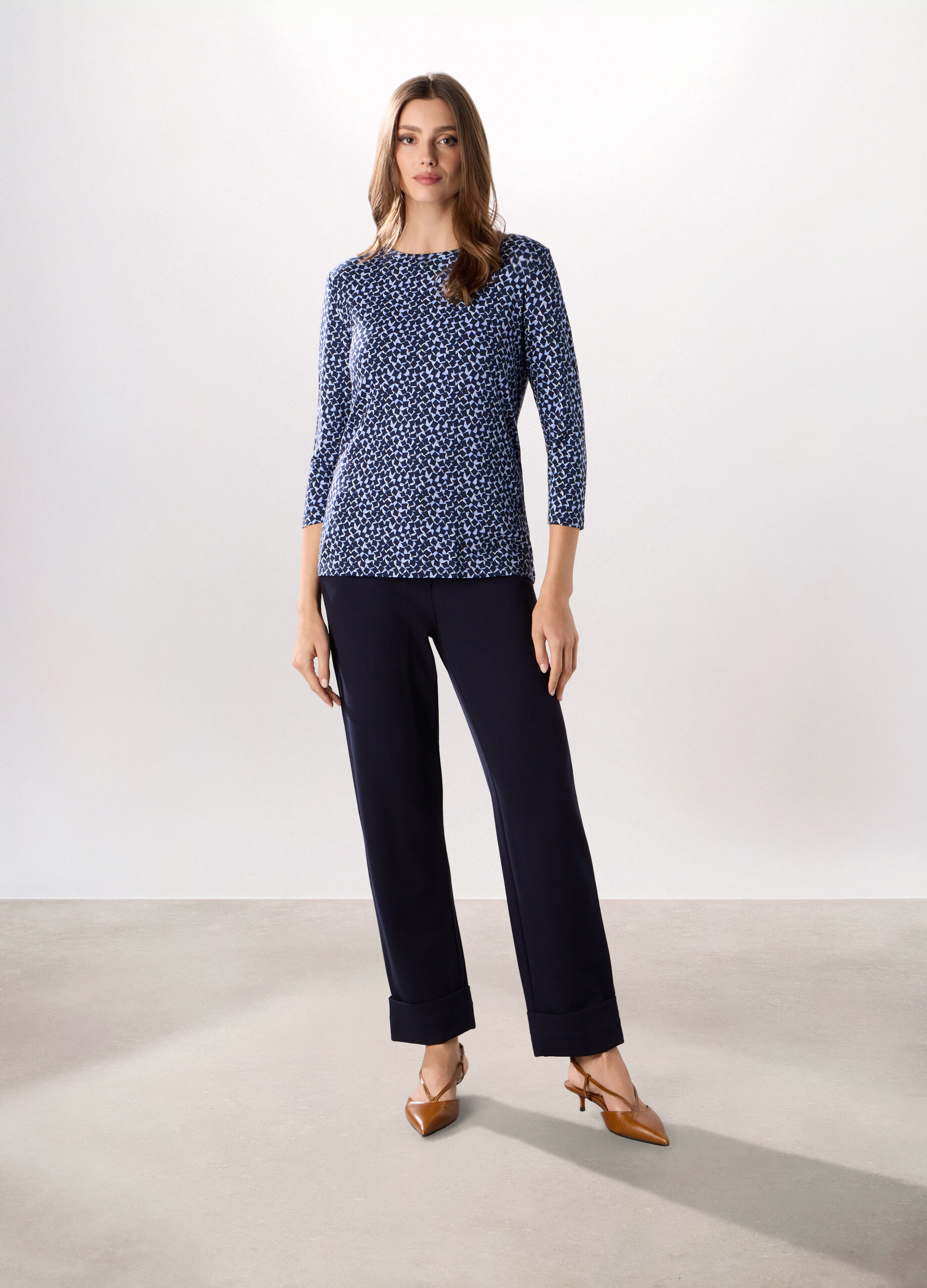Pantaloni in punto Milano di misto viscosa stretch donna_0