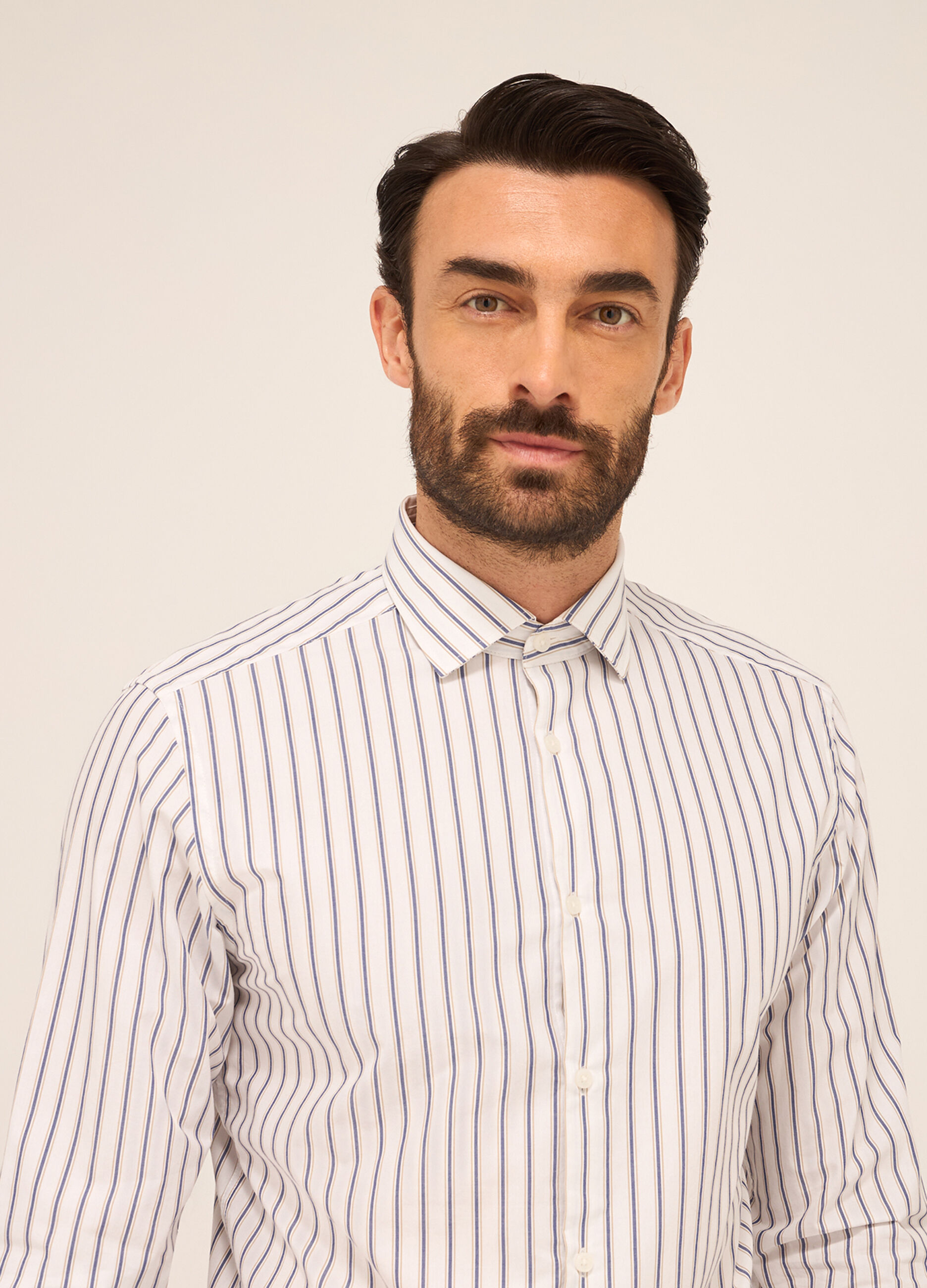 Camicia regular fit in puro cotone a righe uomo