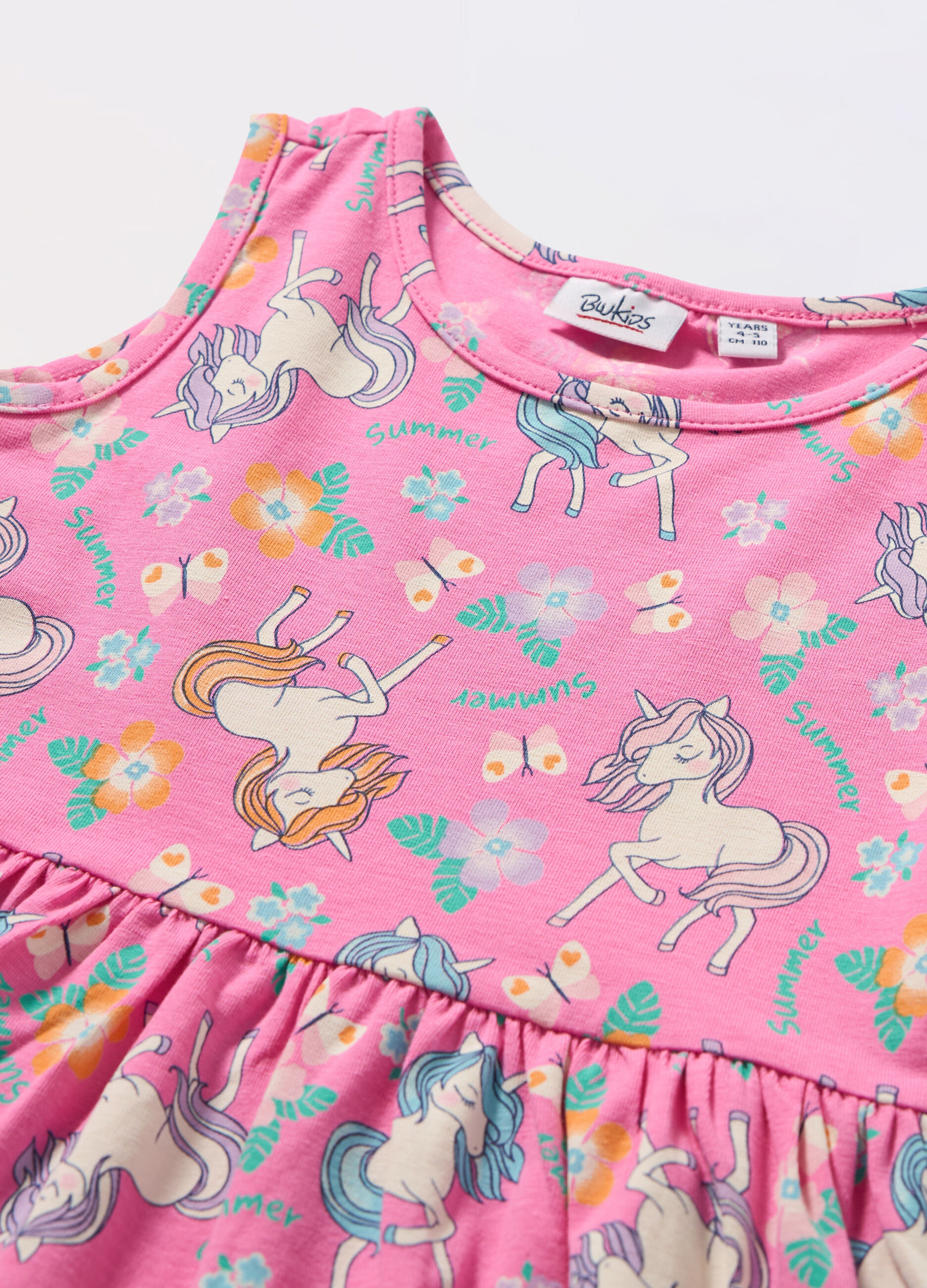 Vestito smanicato in jersey di cotone stretch bambina_1