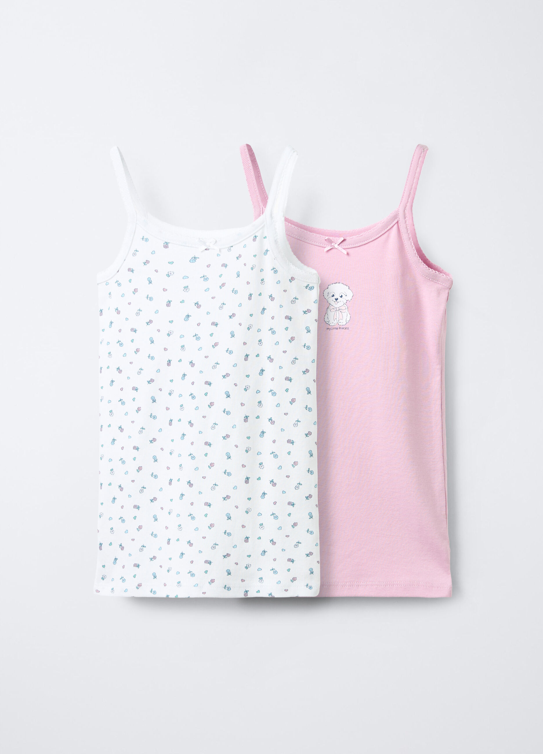 Pack 2 canotte intime in costina di puro cotone bambina_0