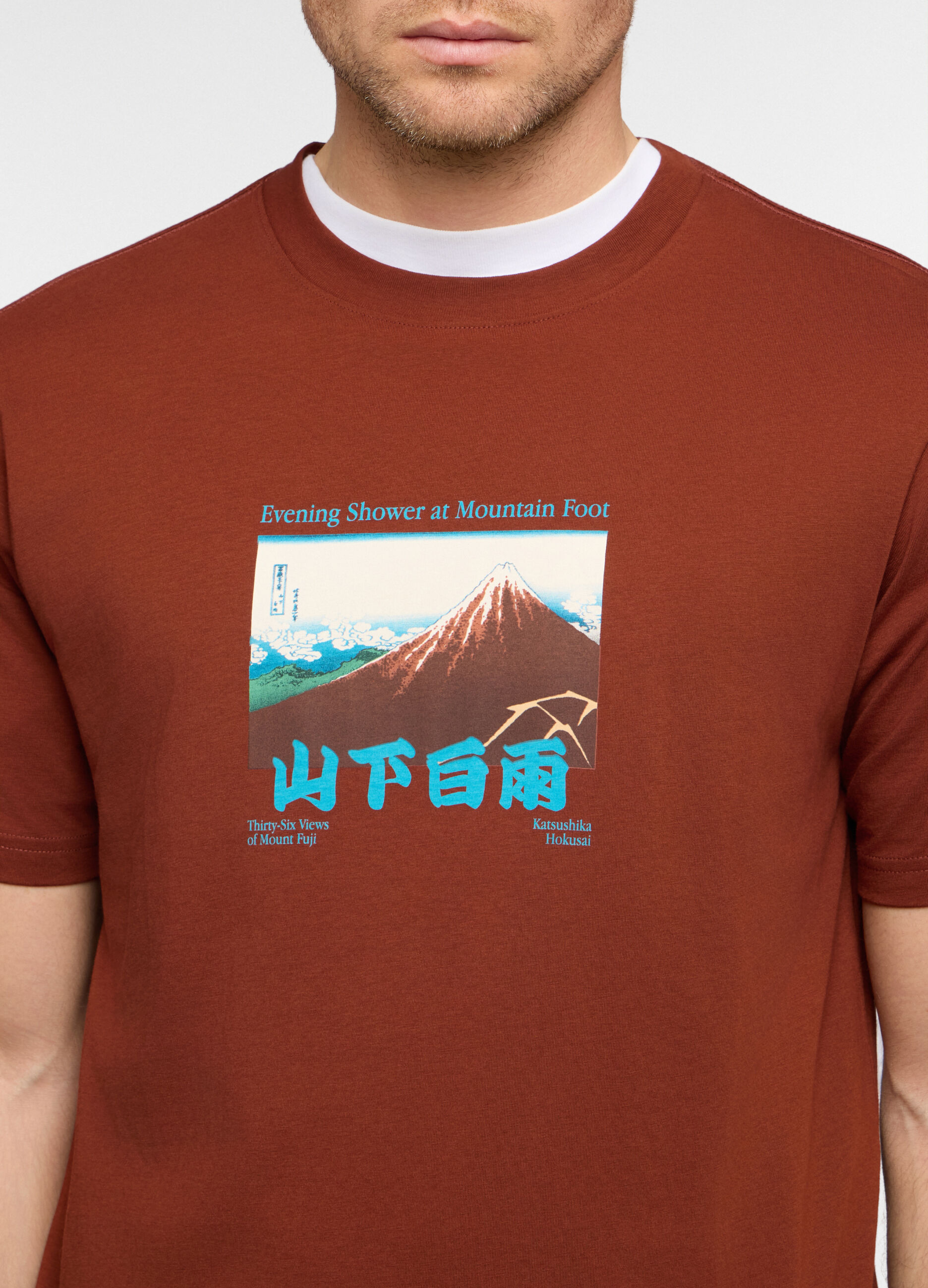 T-shirt girocollo con stampa Monte Fuji_2