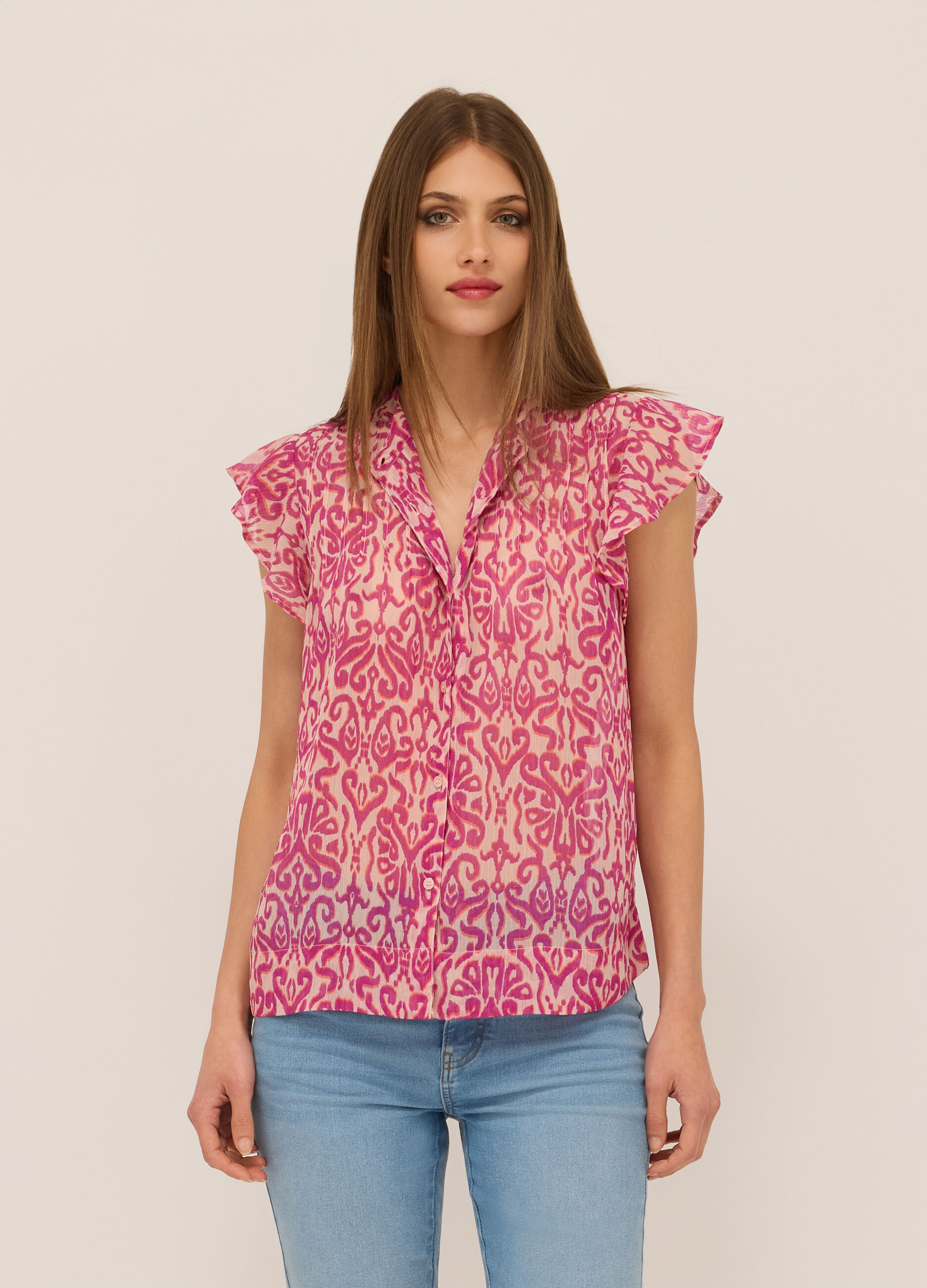Camicia con stampa a motivo all over donna_0