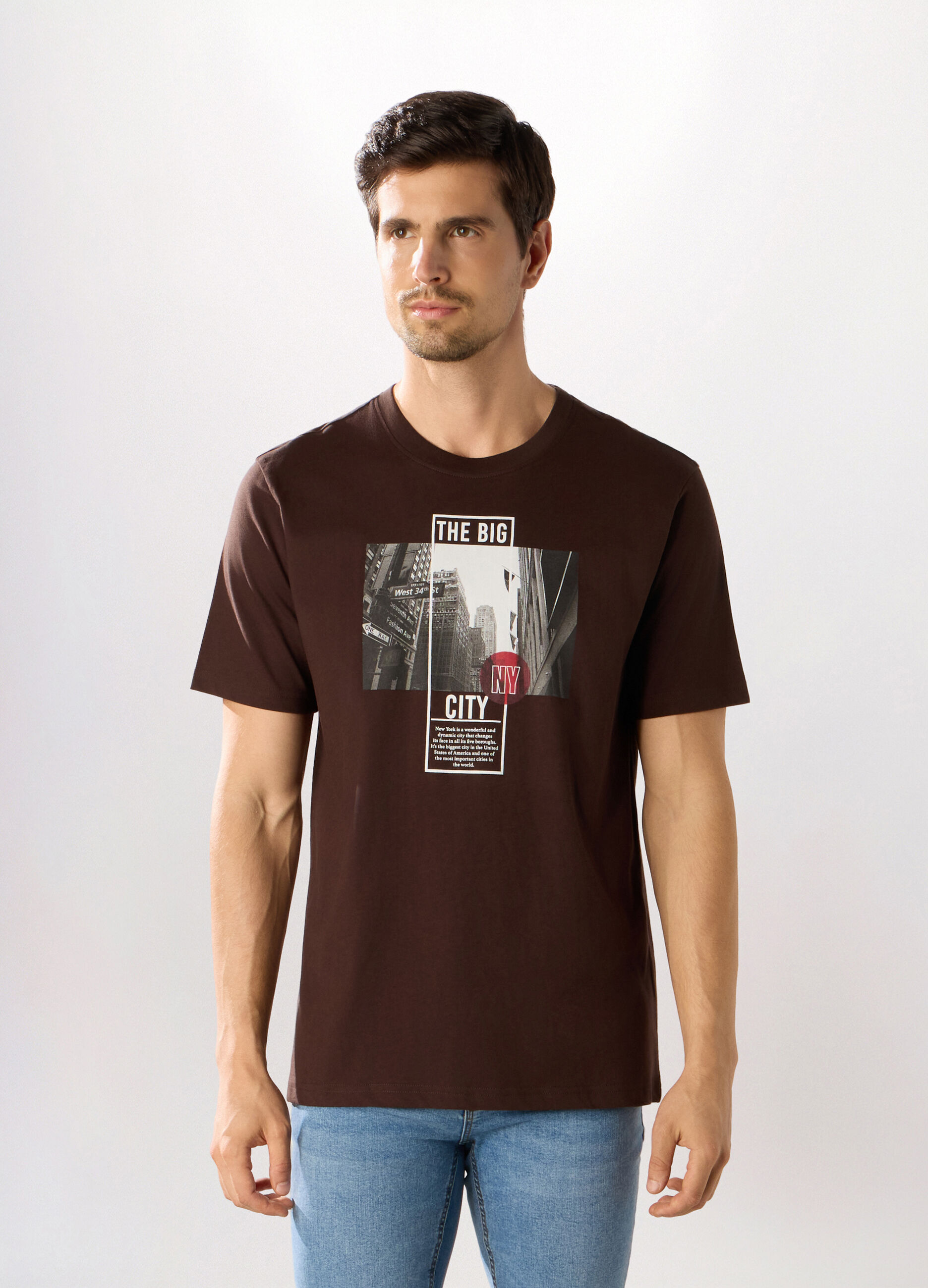 T-shirt girocollo New York in cotone uomo_0