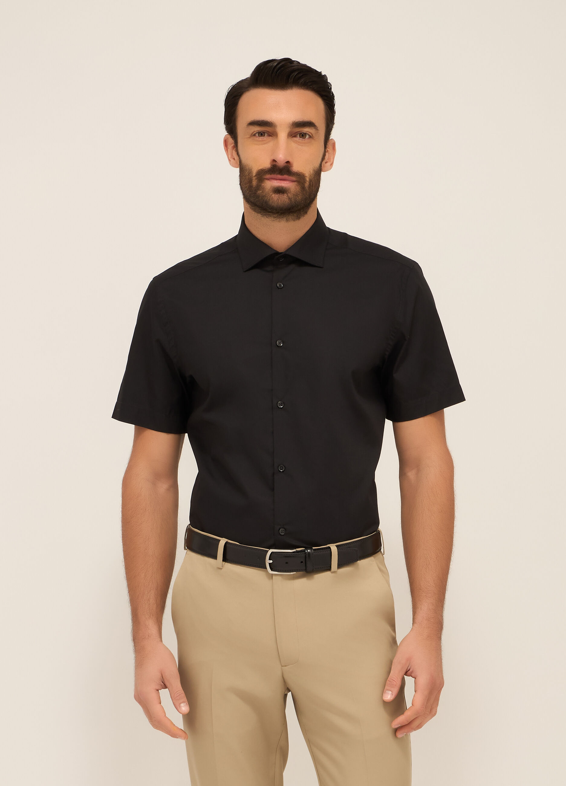 Camicia a maniche corte in misto cotone uomo