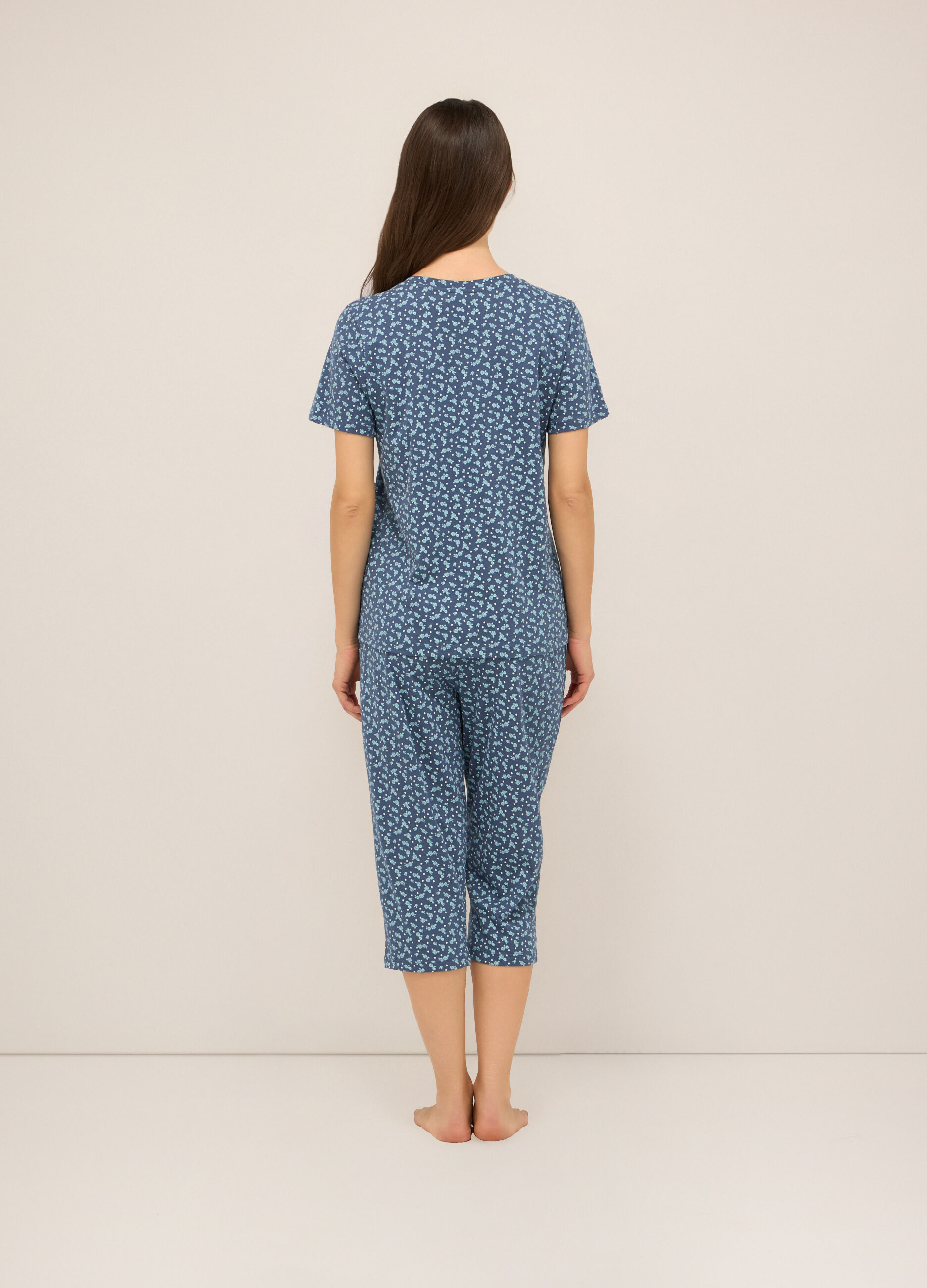 Set pigiama corto in jersey di puro cotone donna_1