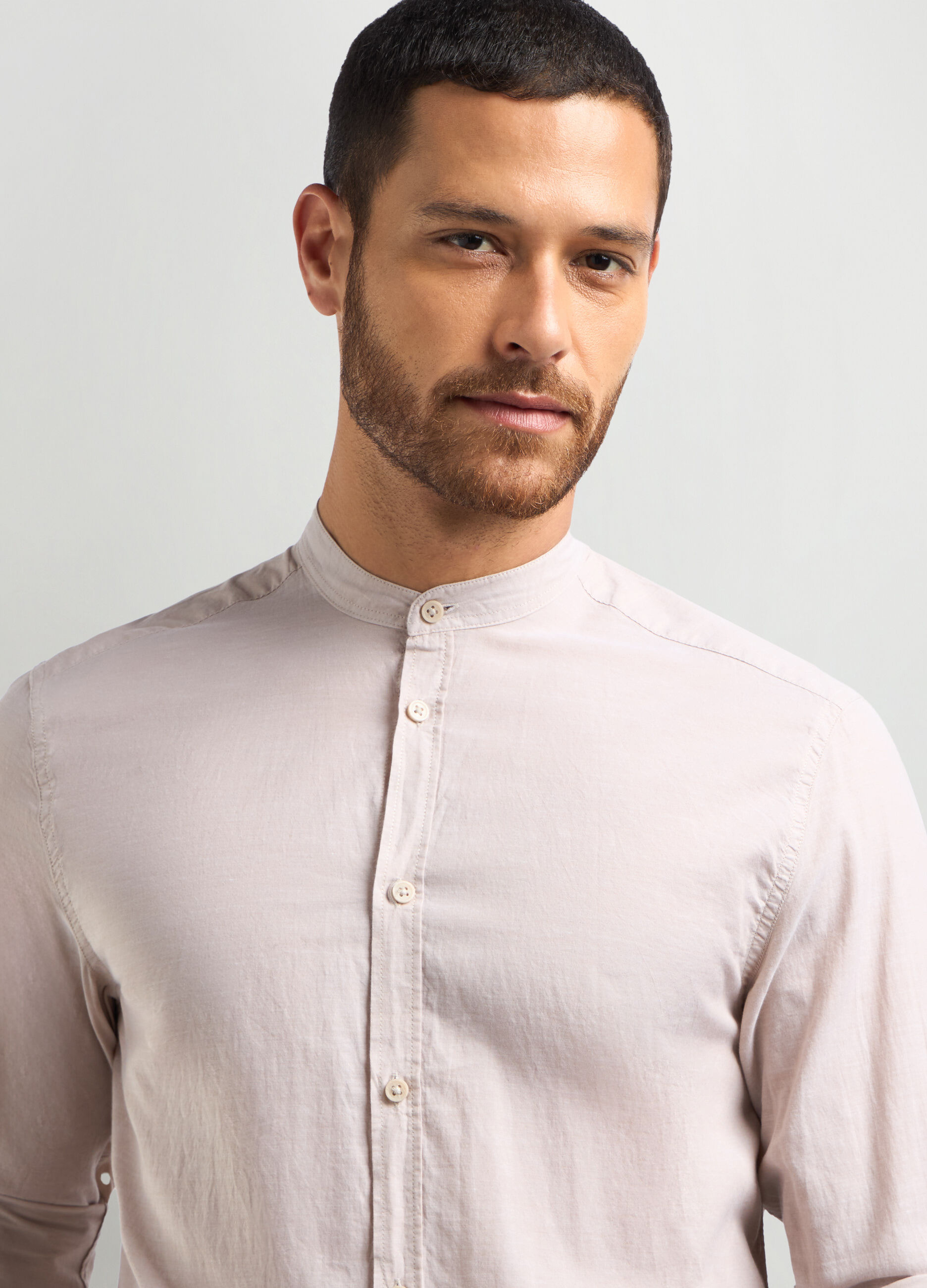 Camicia regular fit colletto coreano in cotone uomo_2