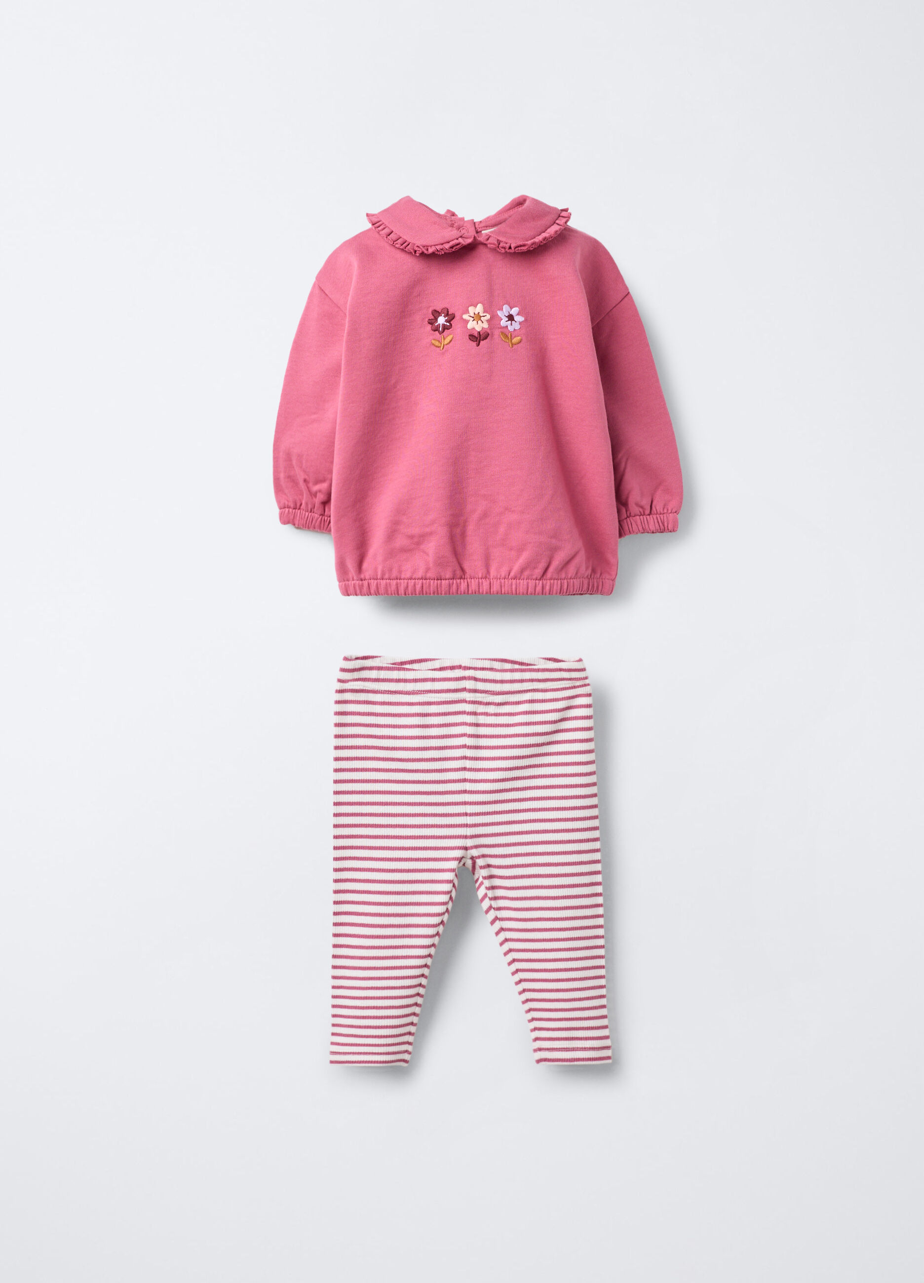 Jogging set in pura felpa di cotone neonata_0