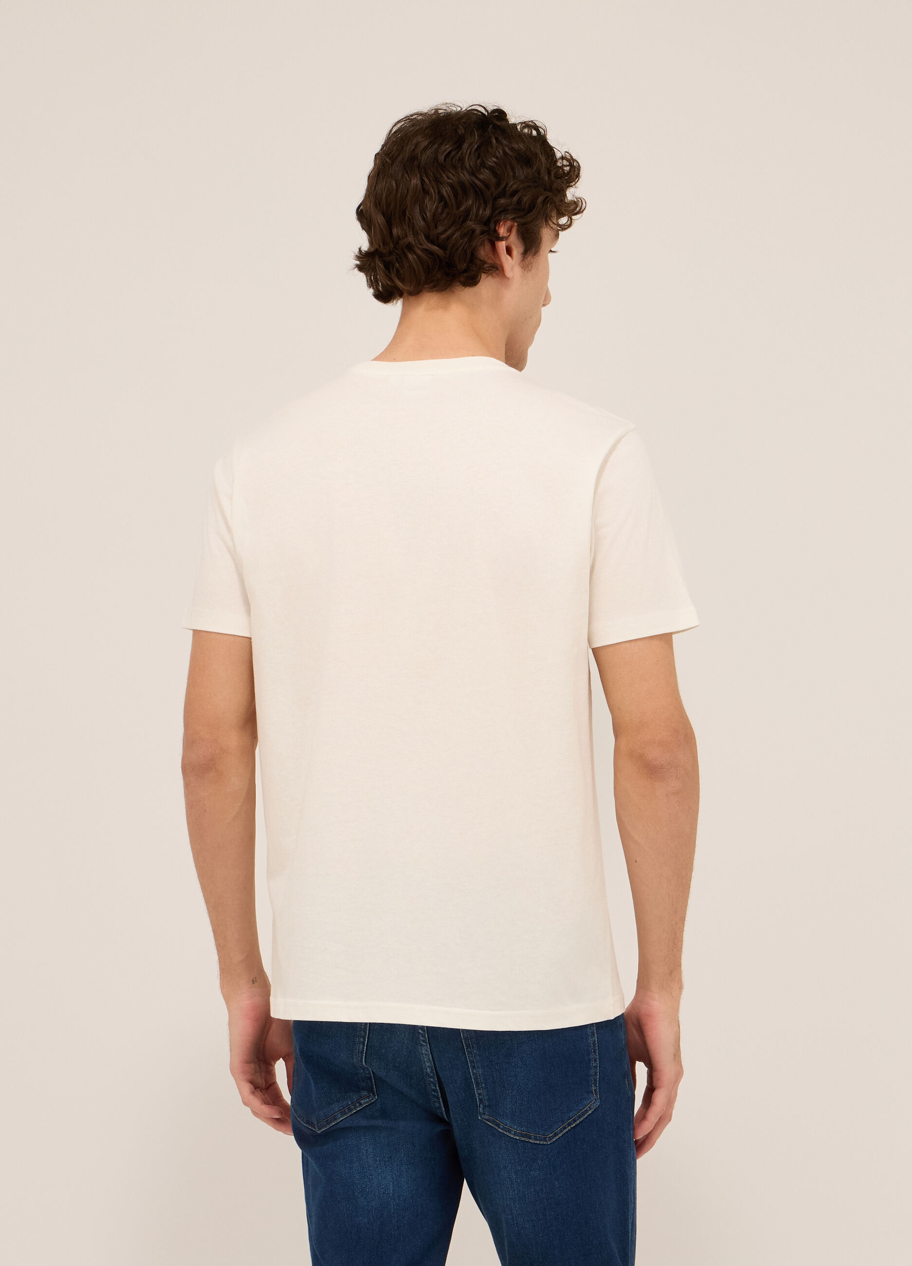 T-shirt in jersey di cotone con stampa Snoopy uomo_1