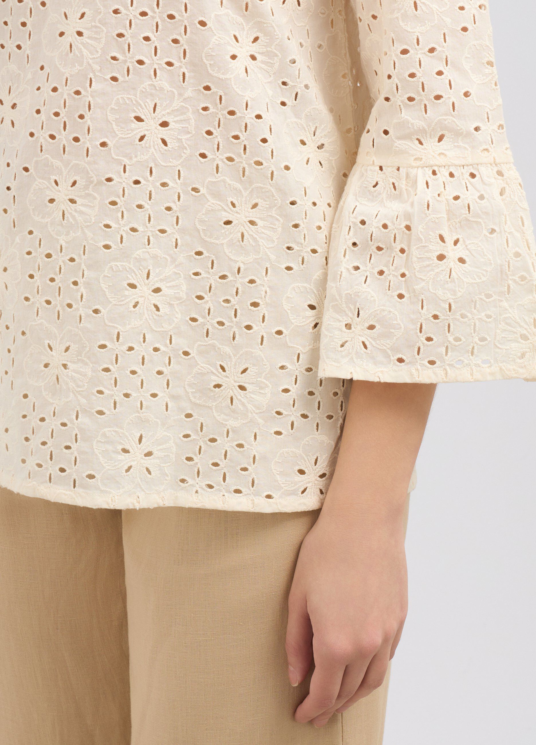 Blusa in puro cotone con ricamo donna_2