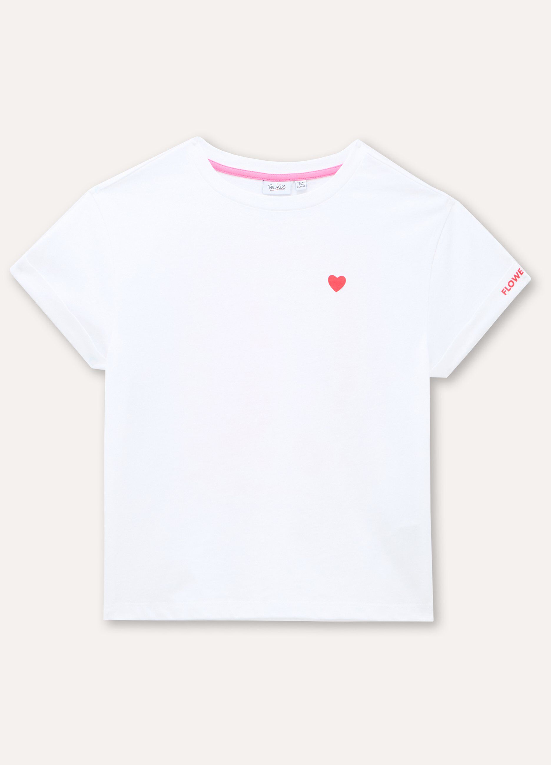 T-shirt in puro cotone con stampa ragazza_0