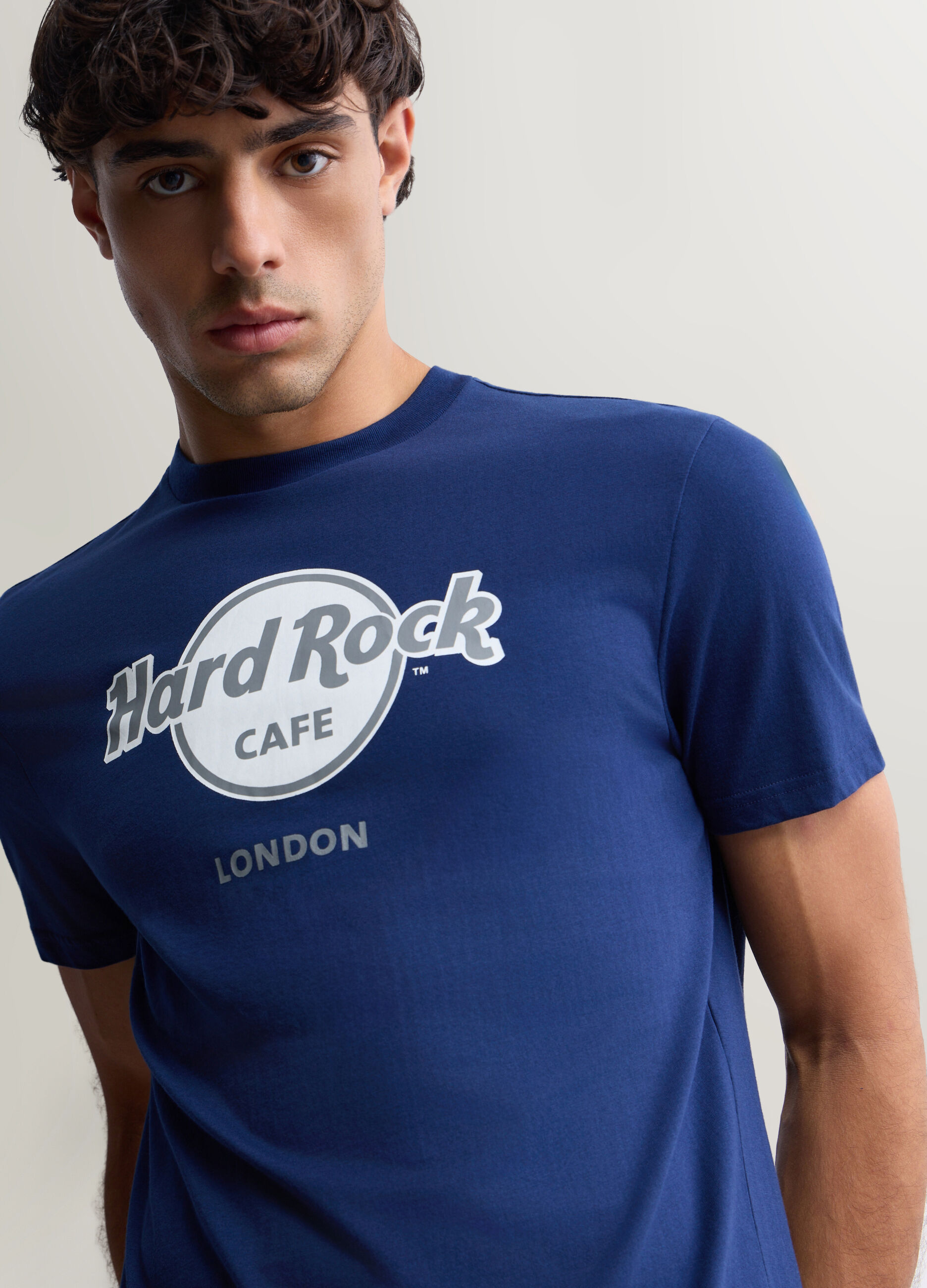 T-shirt girocollo in cotone con stampa Hard Rock Cafe uomo