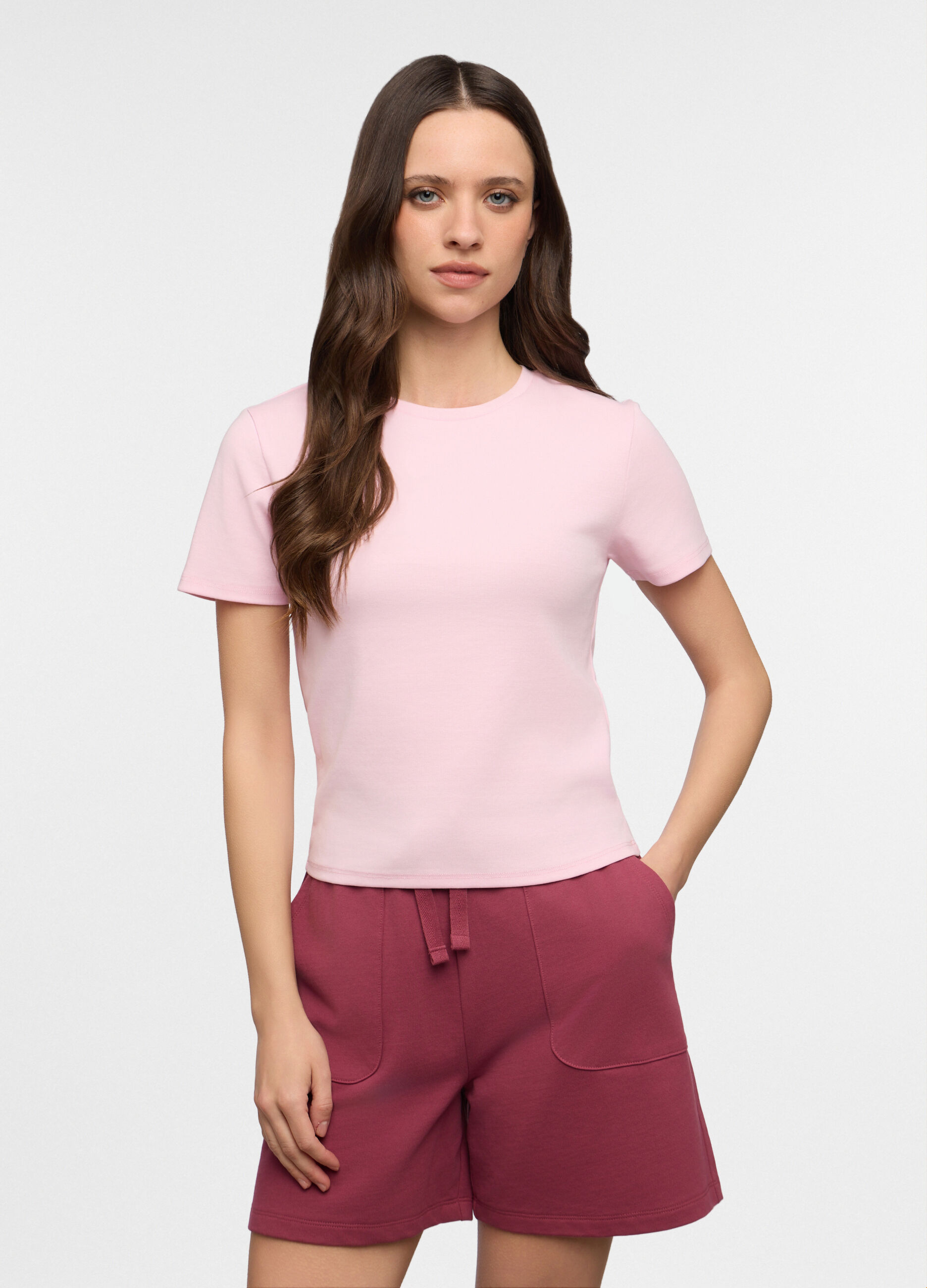T-shirt girocollo stretch donna_0