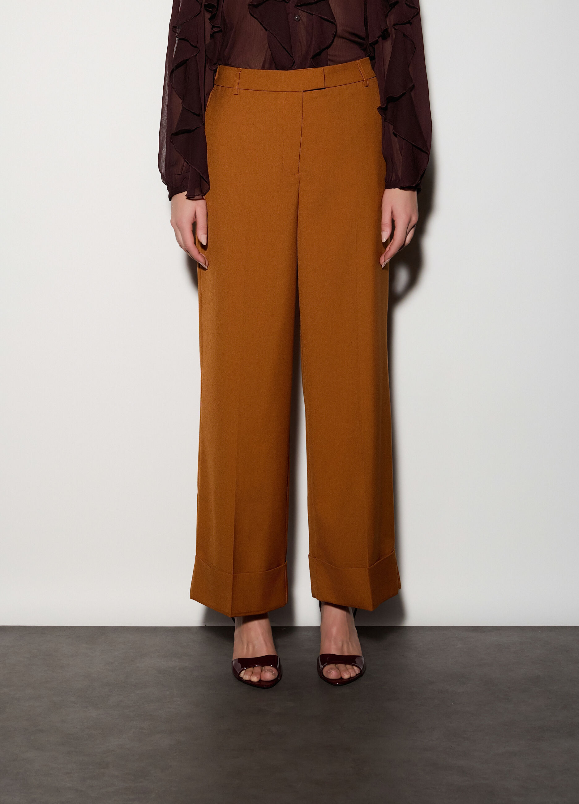 Pantaloni straight fit misto viscosa donna_1