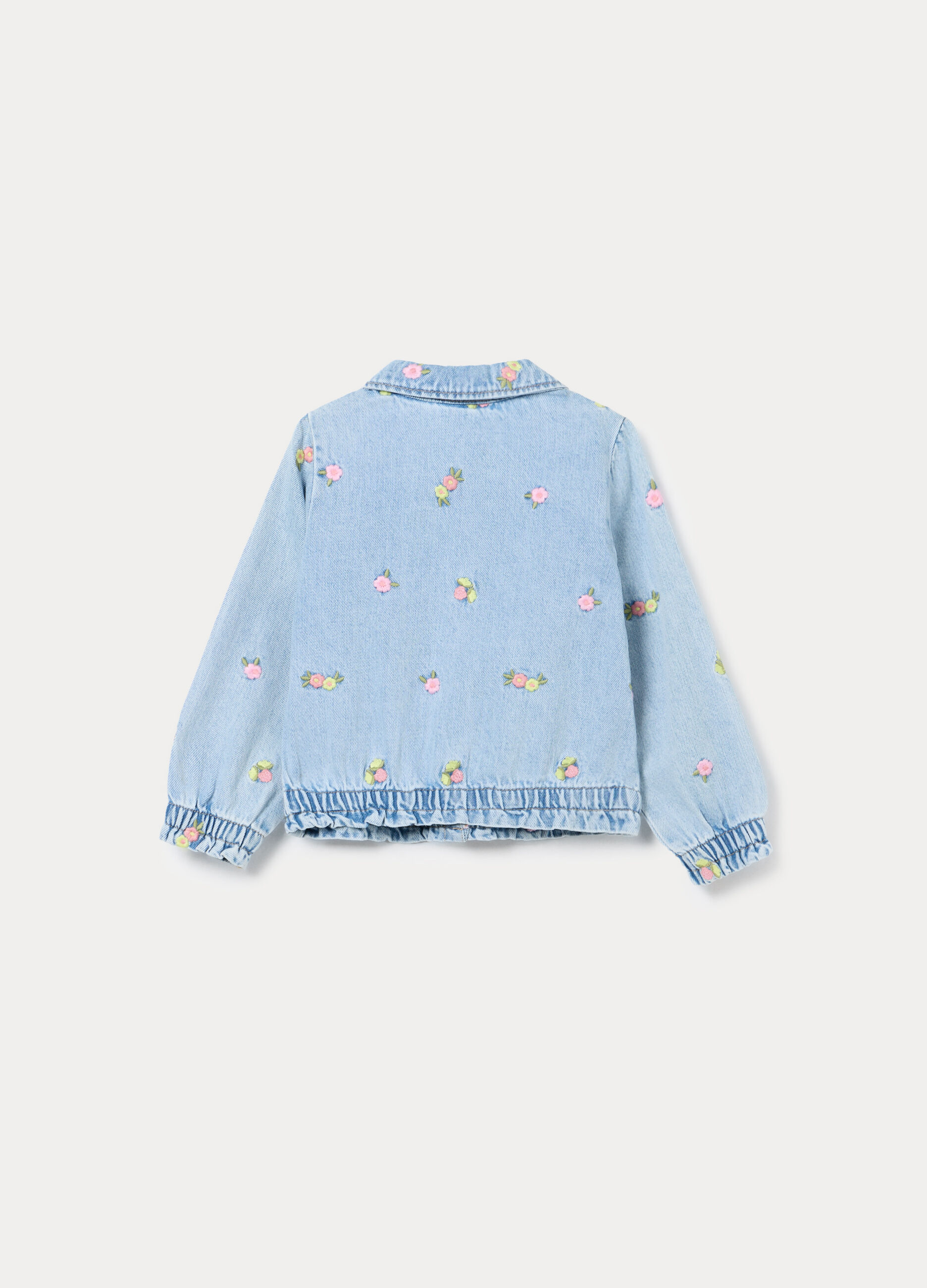 Camicia fit regular con colletto alla francese in denim di cotone bimba_2