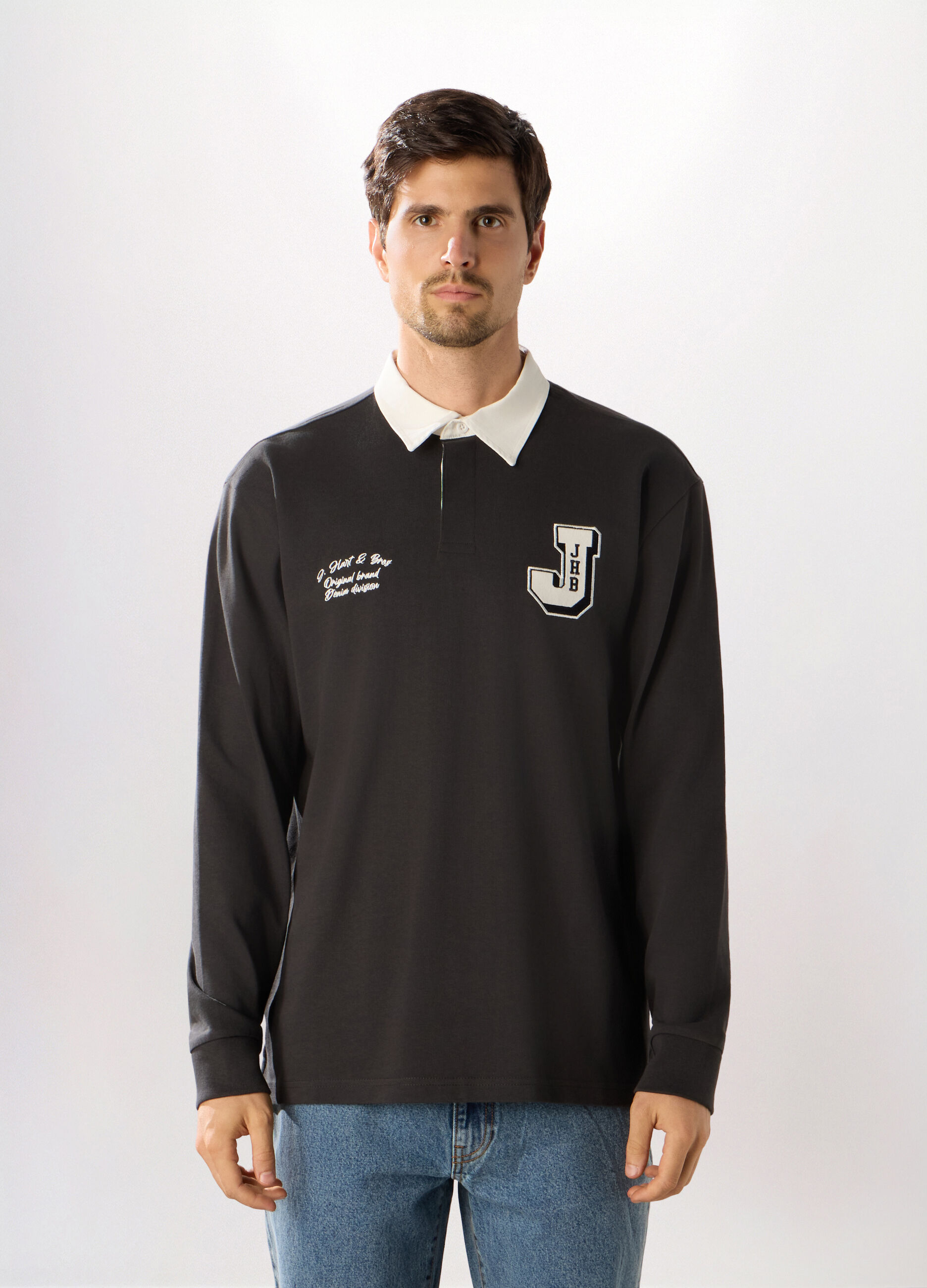 Polo a maniche lunghe in puro cotone uomo_0